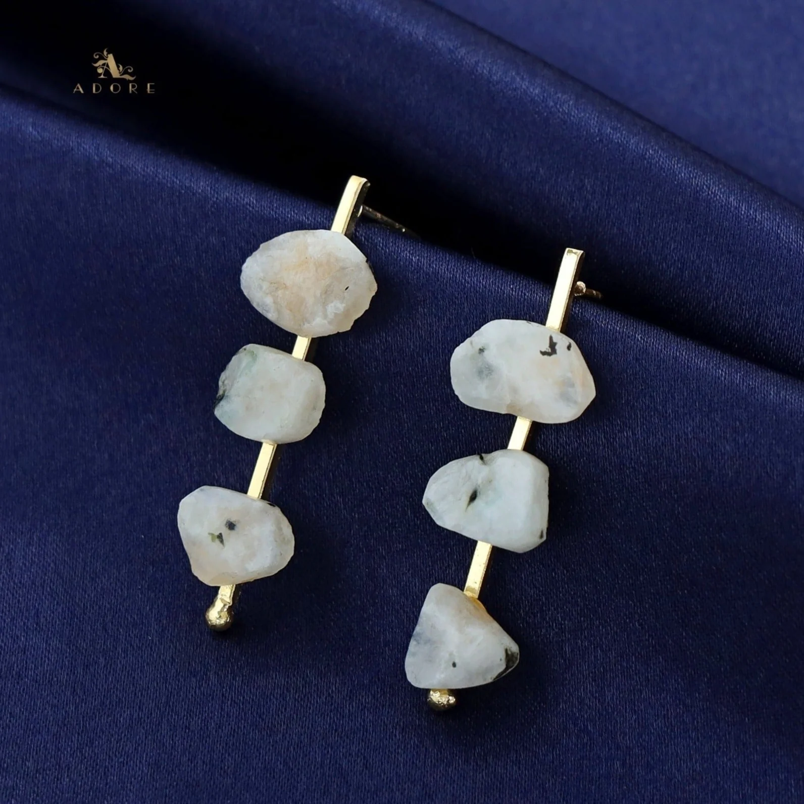 Mawar Tri Raw Stone Stick Earring - Image 3