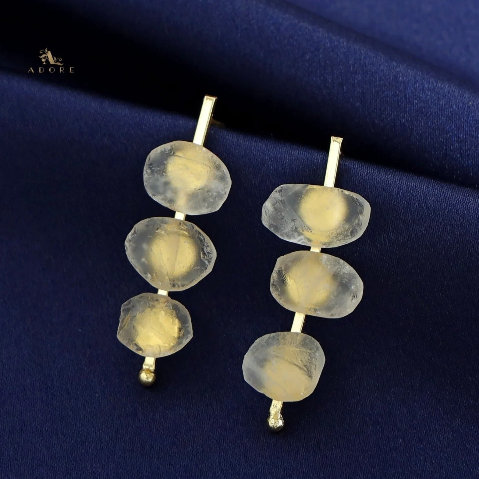 Mawar Tri Raw Stone Stick Earring - Image 4