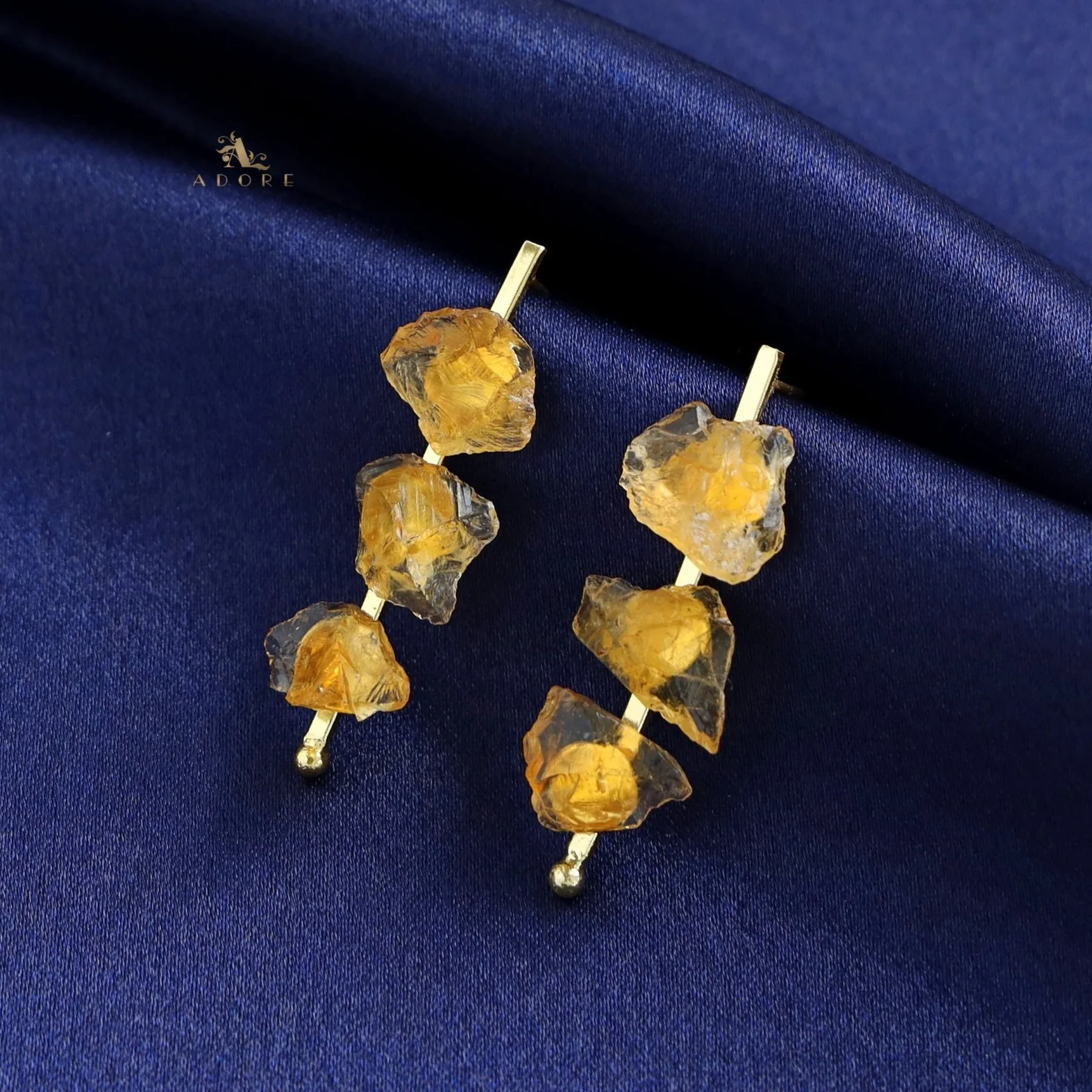 Mawar Tri Raw Stone Stick Earring - Image 5