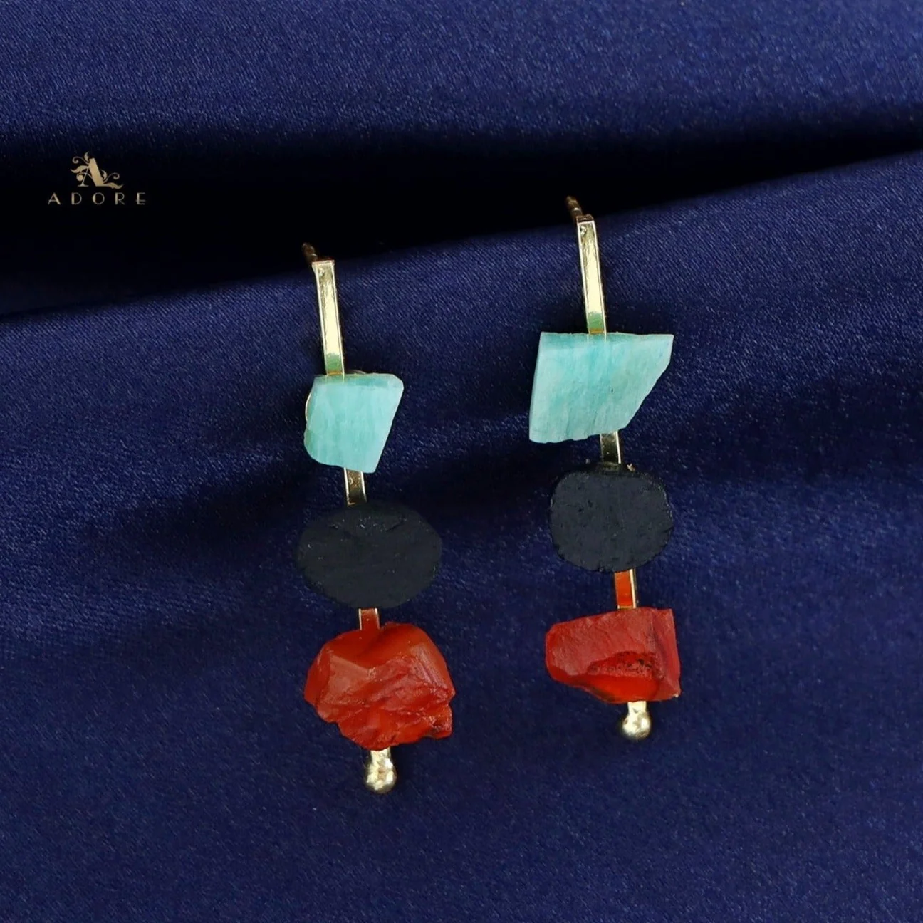 Mawar Tri Raw Stone Stick Earring - Image 7