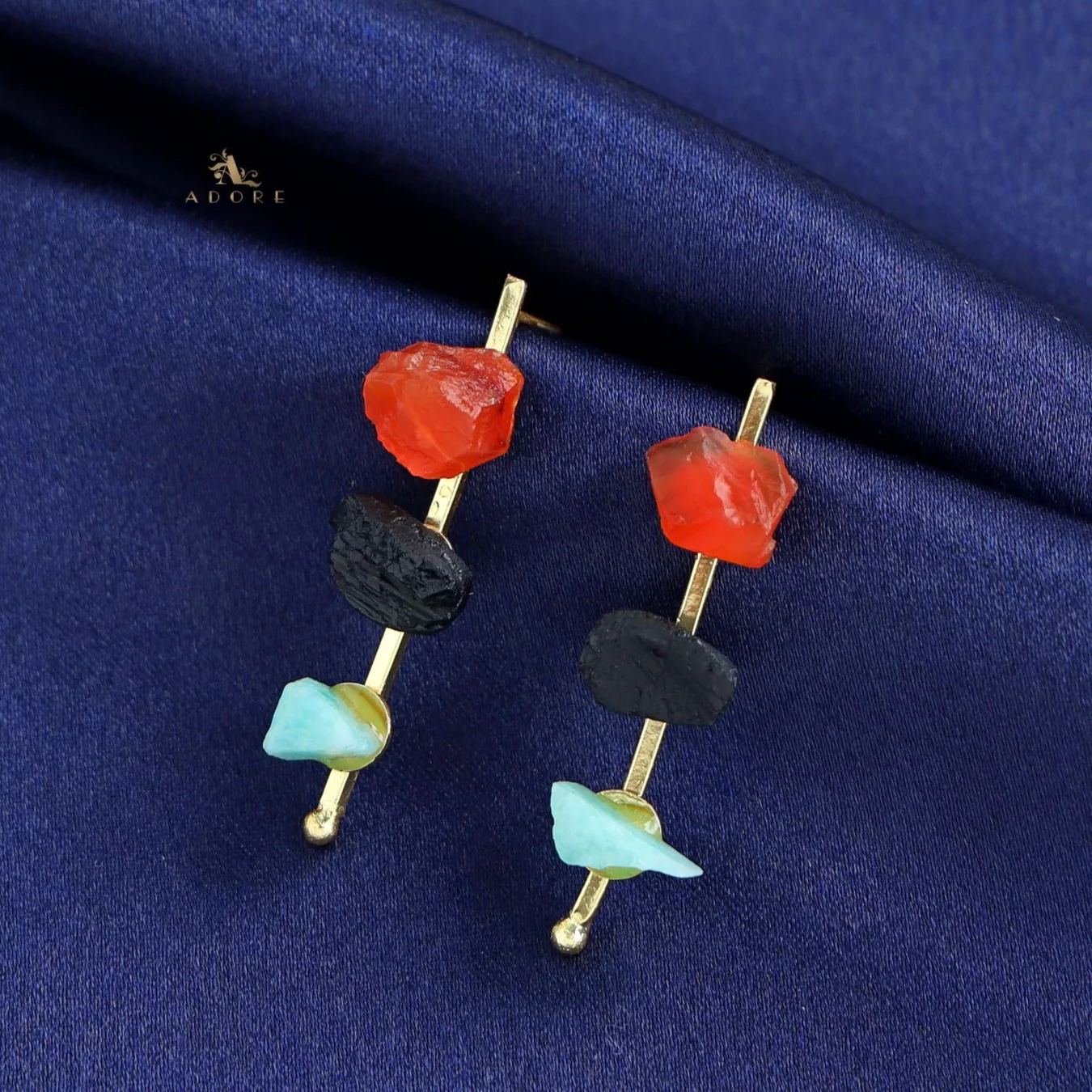 Mawar Tri Raw Stone Stick Earring - Image 8