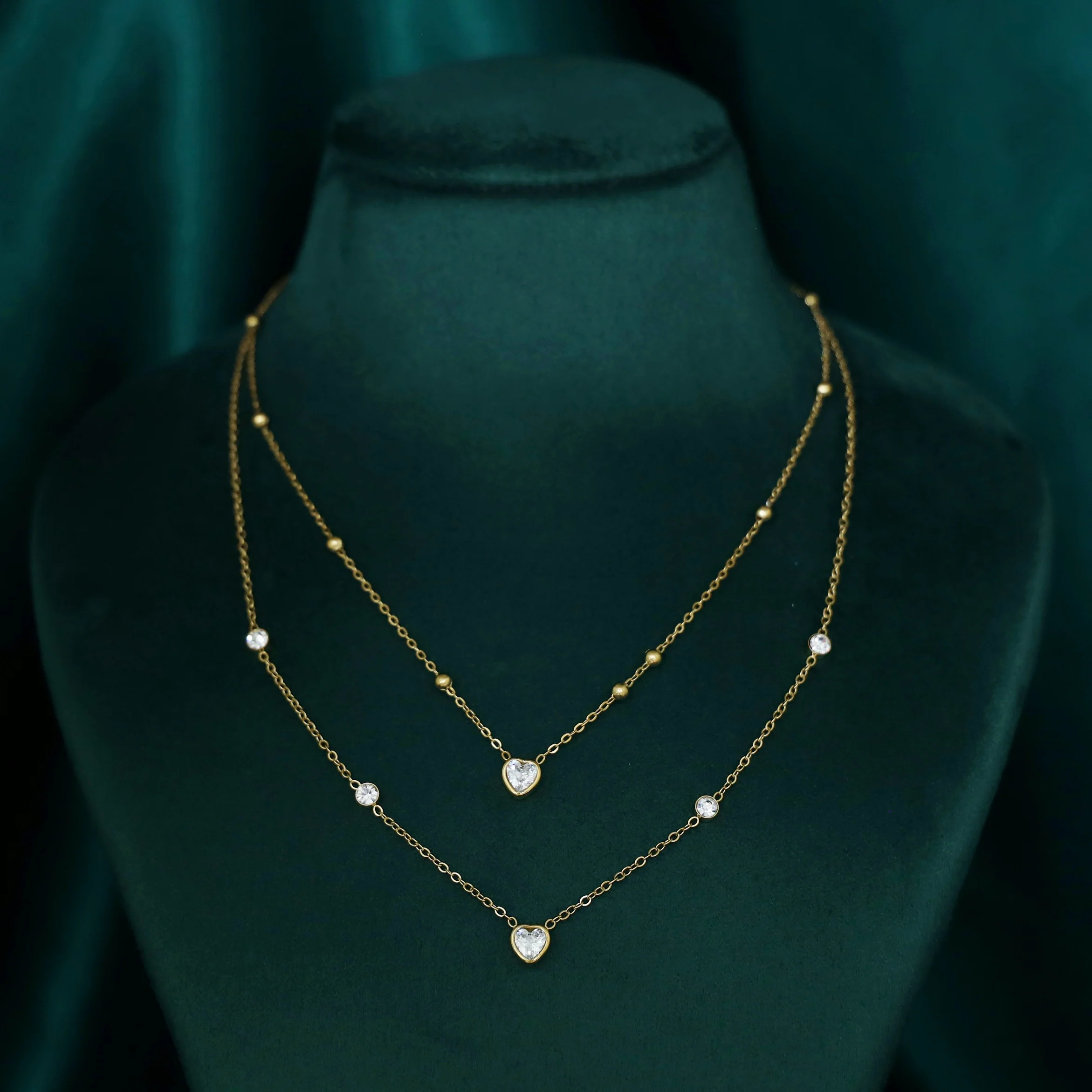 Maybelle 2 Layer Glossy Heart + Round Neckpiece - Image 2