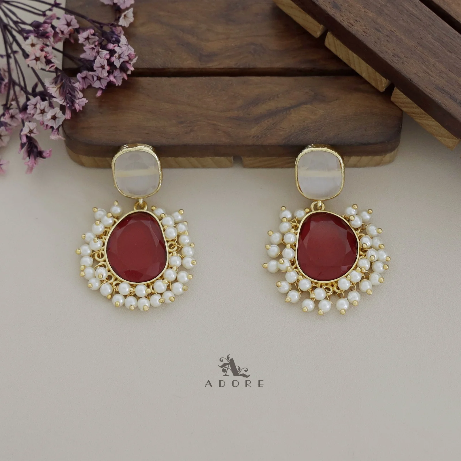 Meara Glossy Cluster Pearl Earring - Image 12