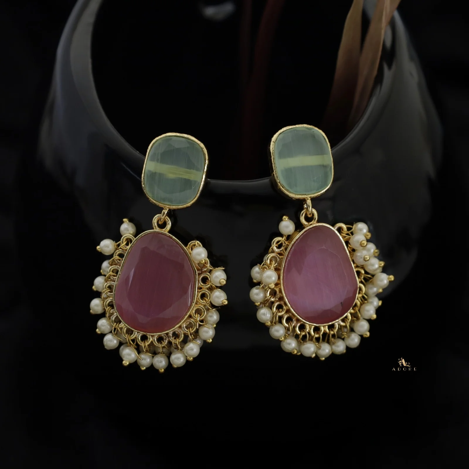Meara Glossy Cluster Pearl Earring - Image 5