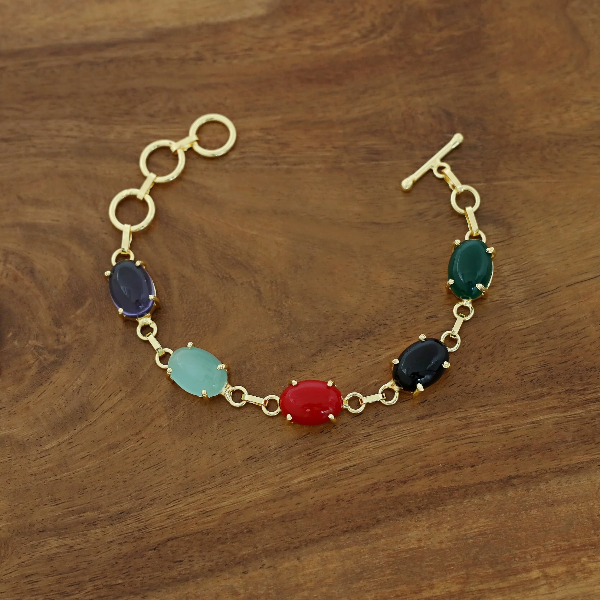 Mebal Golden Oval Natural Stone Claw Bracelet - Image 14
