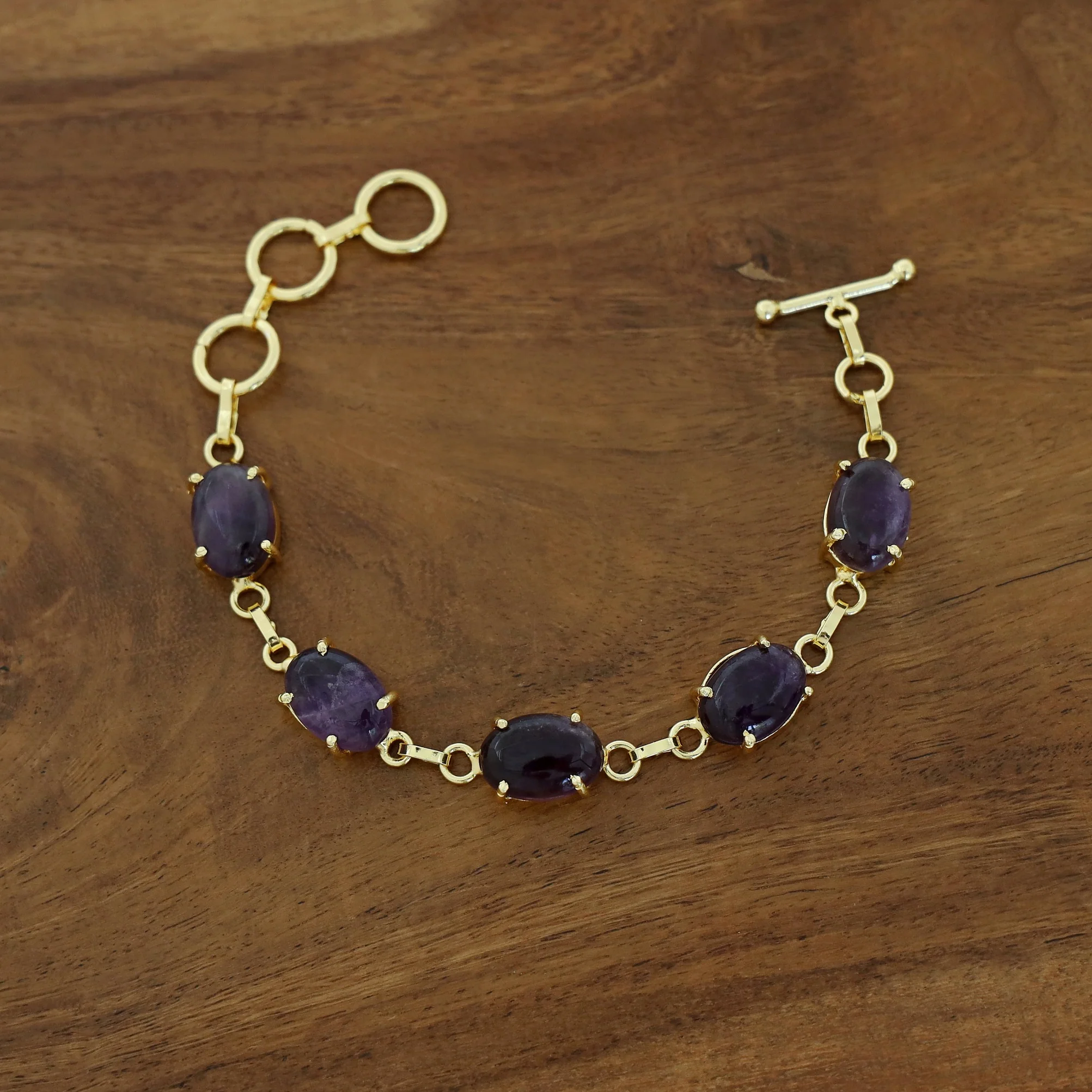 Mebal Golden Oval Natural Stone Claw Bracelet - Image 6