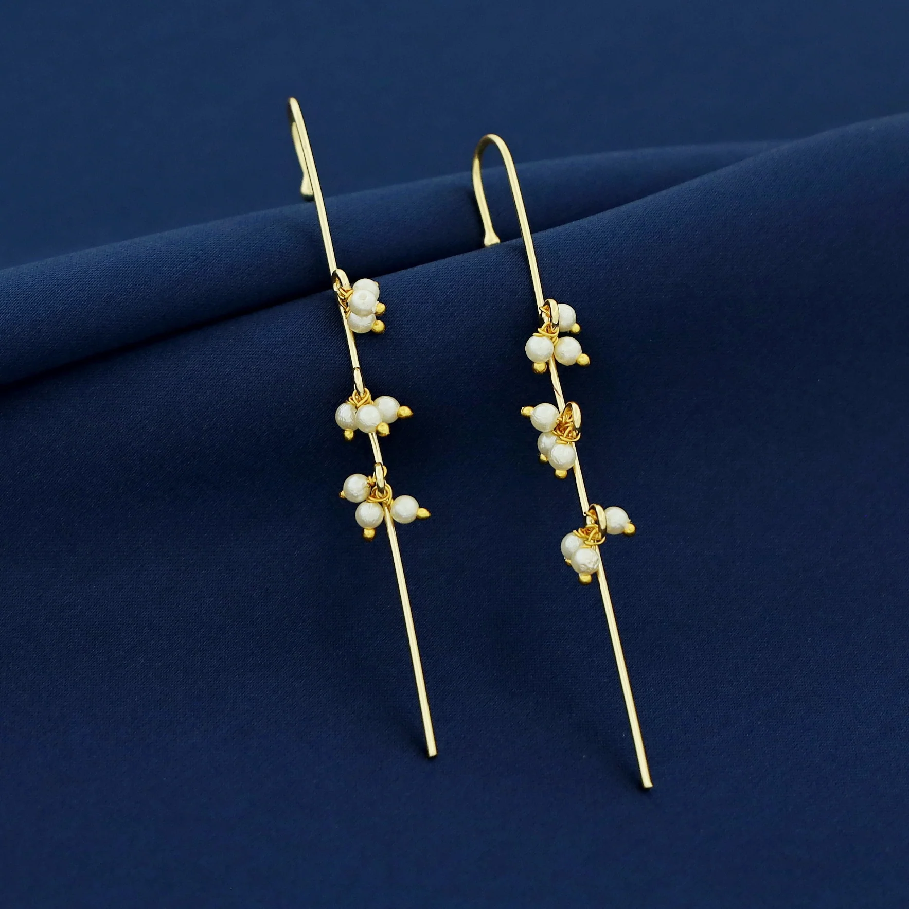 Medhani Golden Tri Pearl Ear-Cuff (Set Of 2) - Image 3