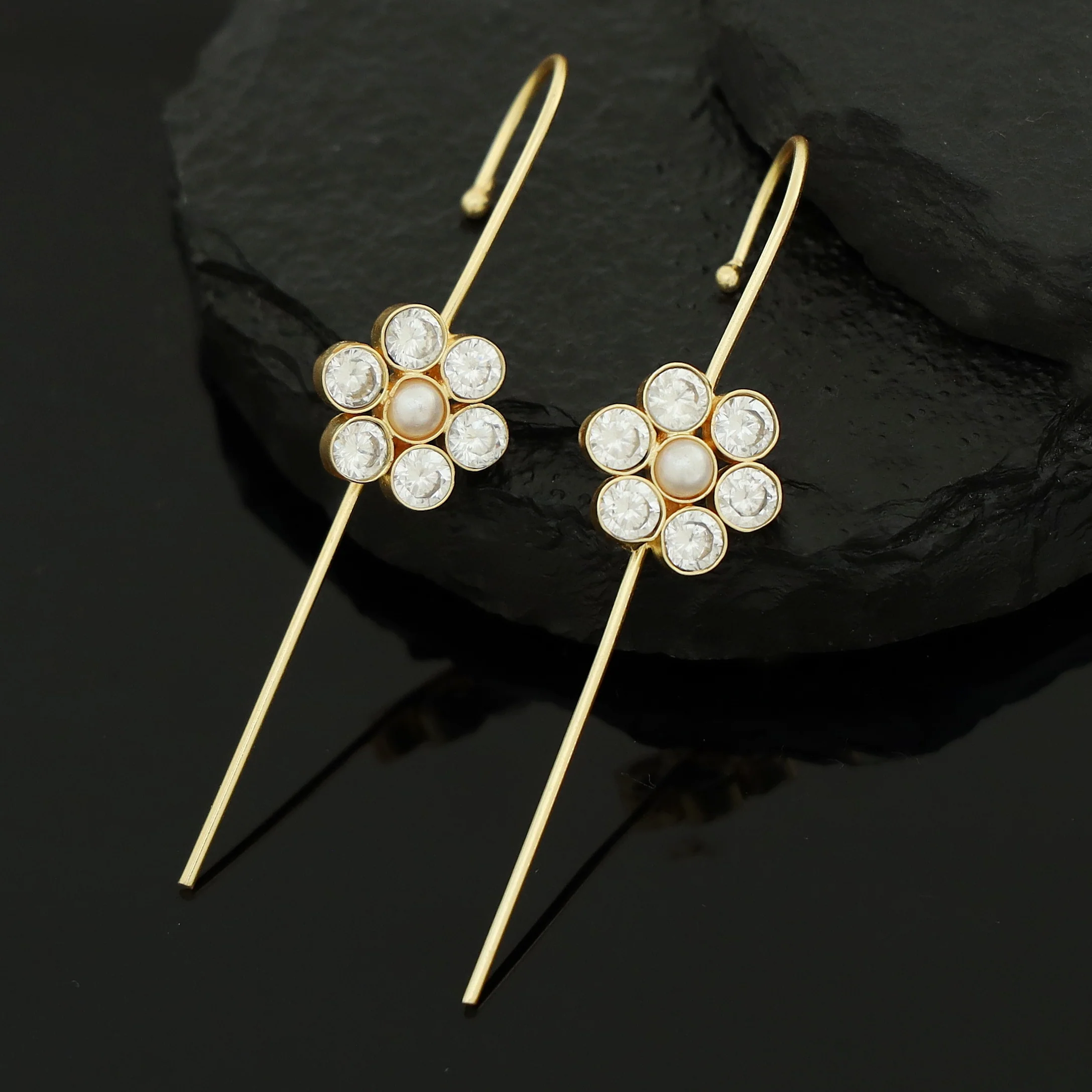 Meeta Glossy Flower Pearl Ear-Cuff (Set Of 2) - Image 10