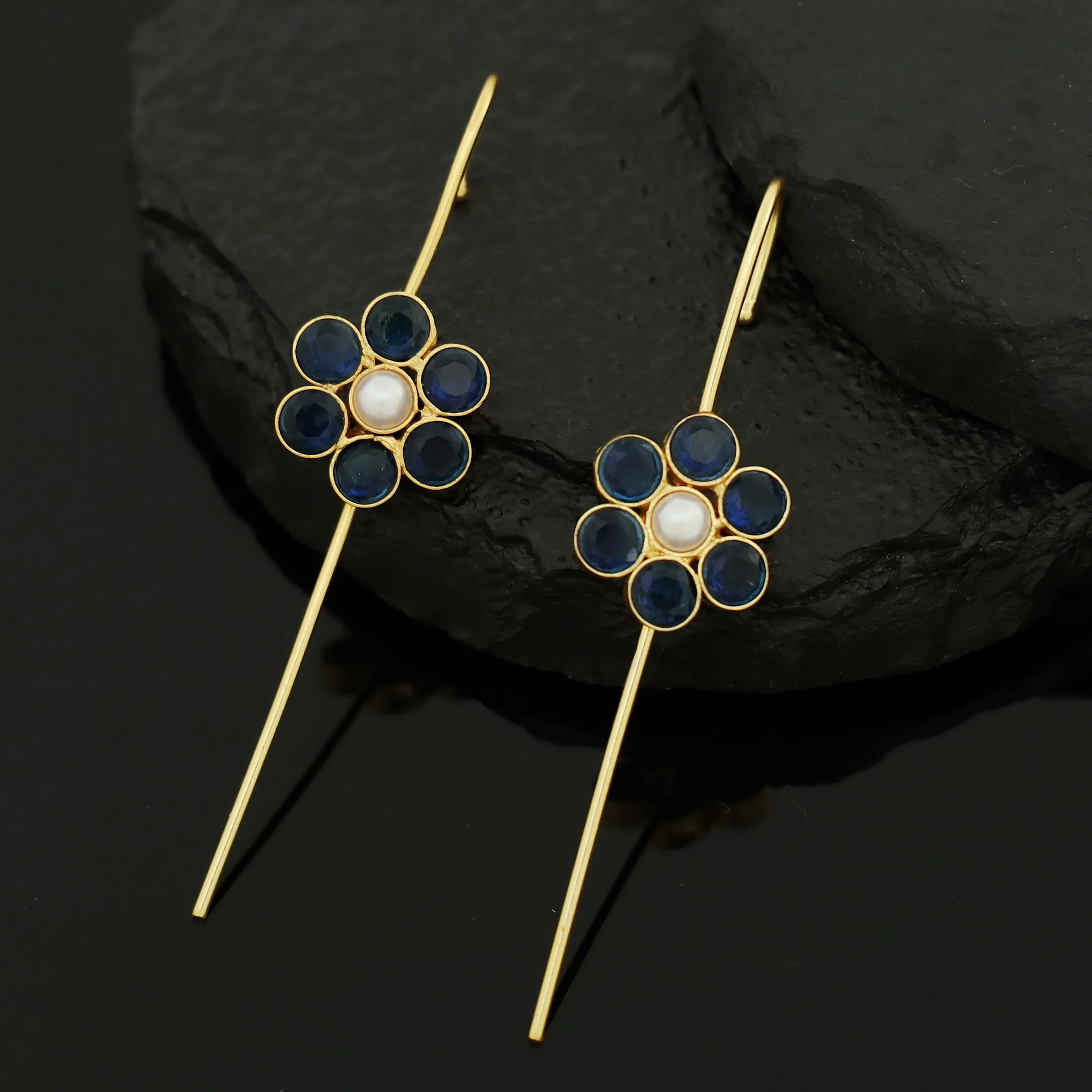 Meeta Glossy Flower Pearl Ear-Cuff (Set Of 2) - Image 12
