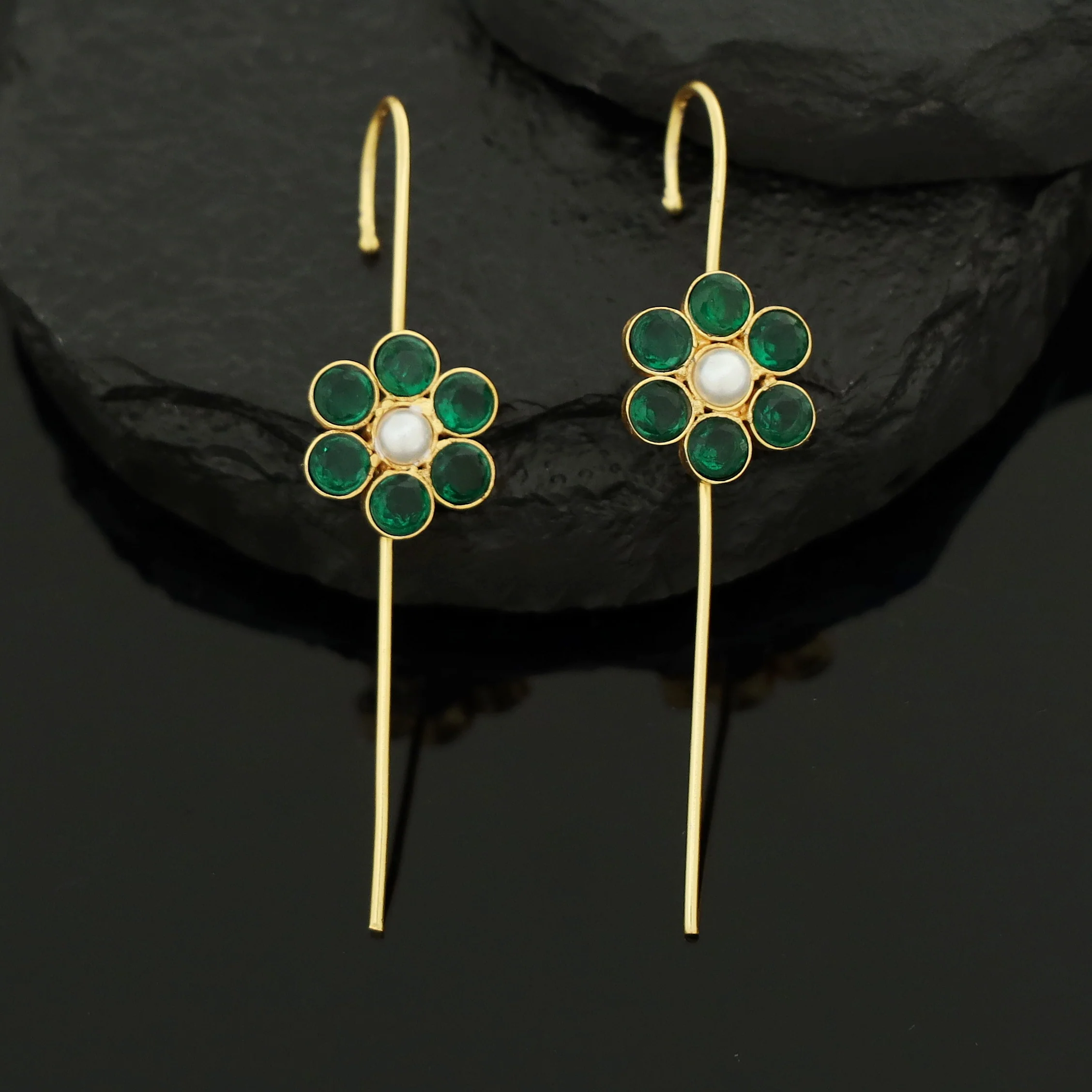 Meeta Glossy Flower Pearl Ear-Cuff (Set Of 2) - Image 13