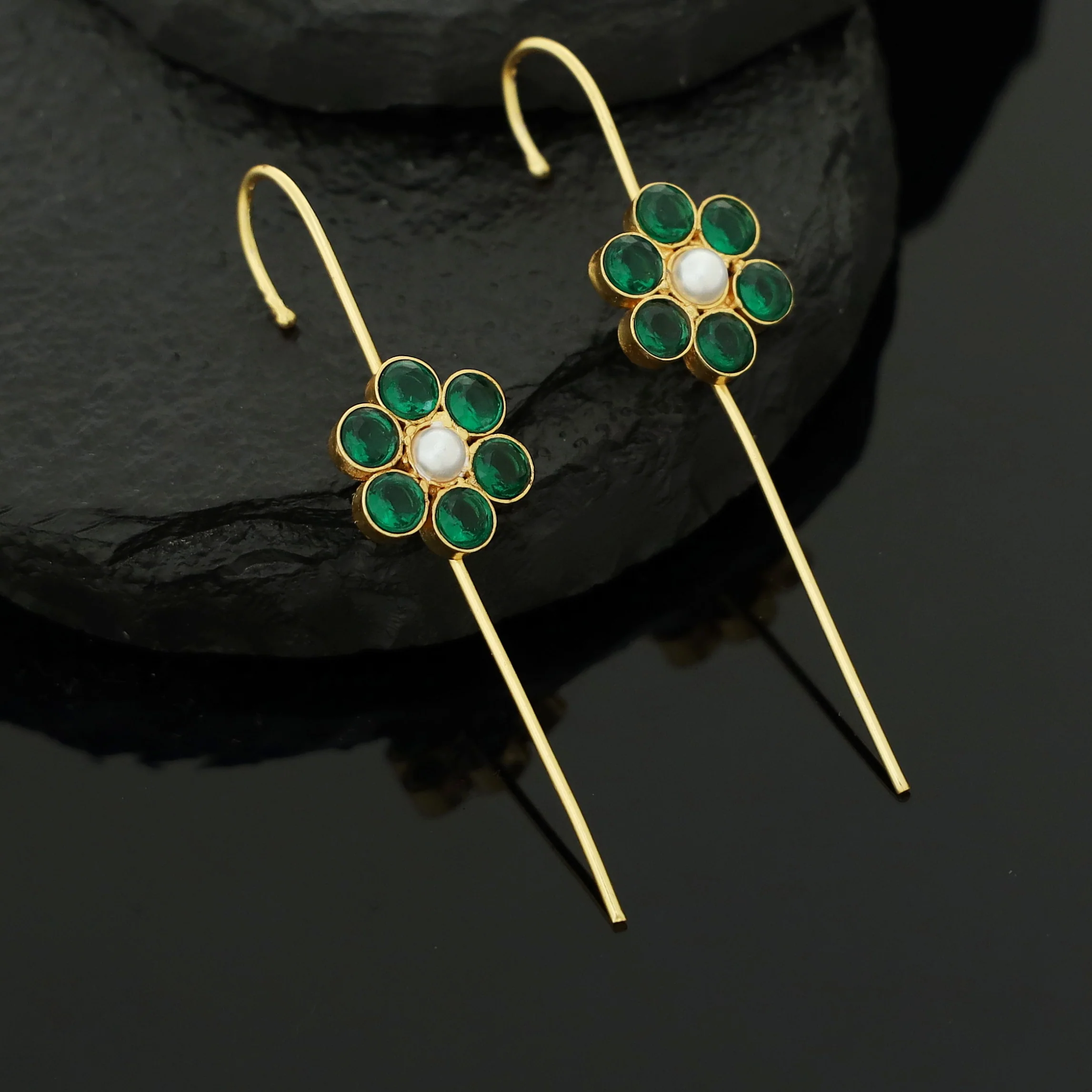 Meeta Glossy Flower Pearl Ear-Cuff (Set Of 2) - Image 14