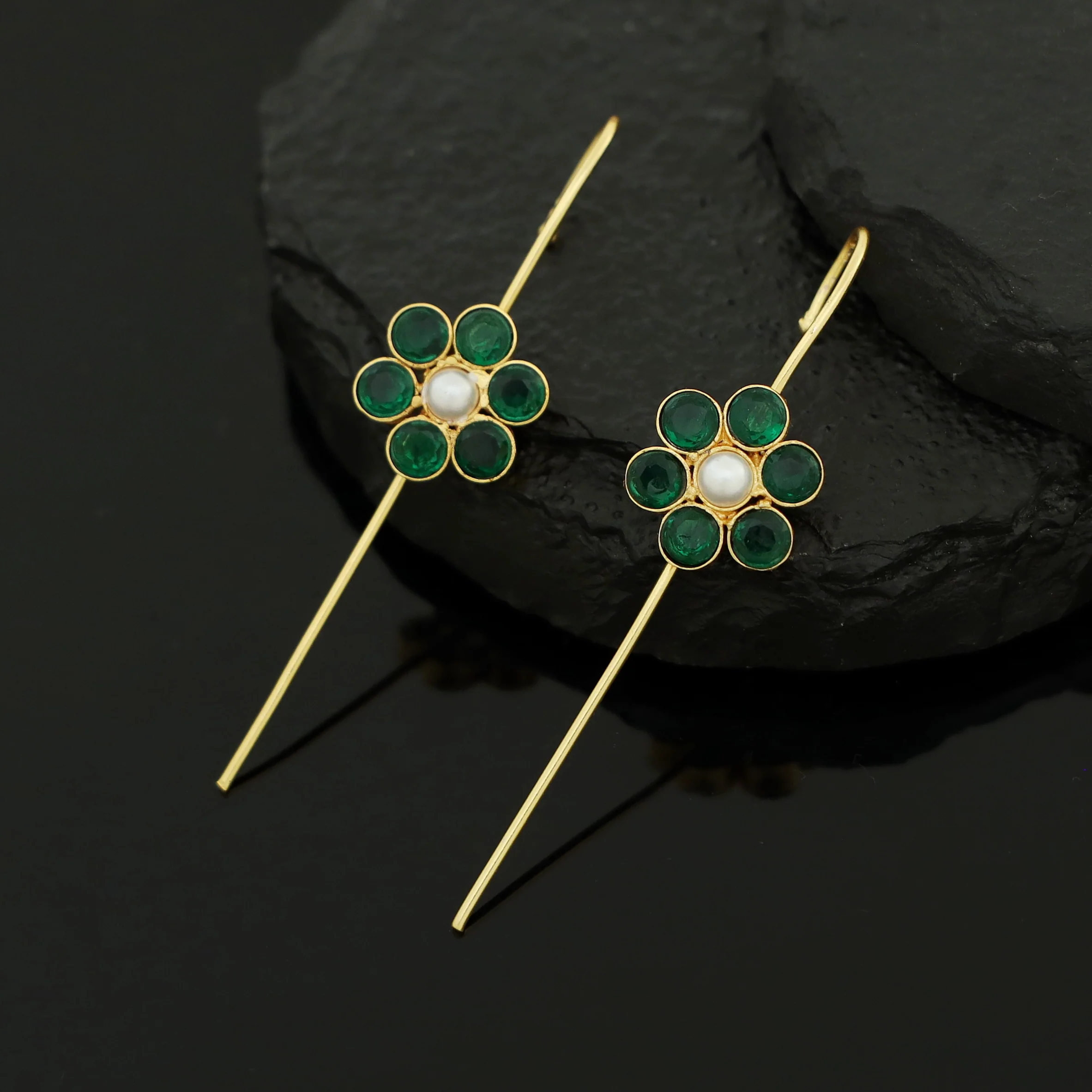Meeta Glossy Flower Pearl Ear-Cuff (Set Of 2) - Image 15