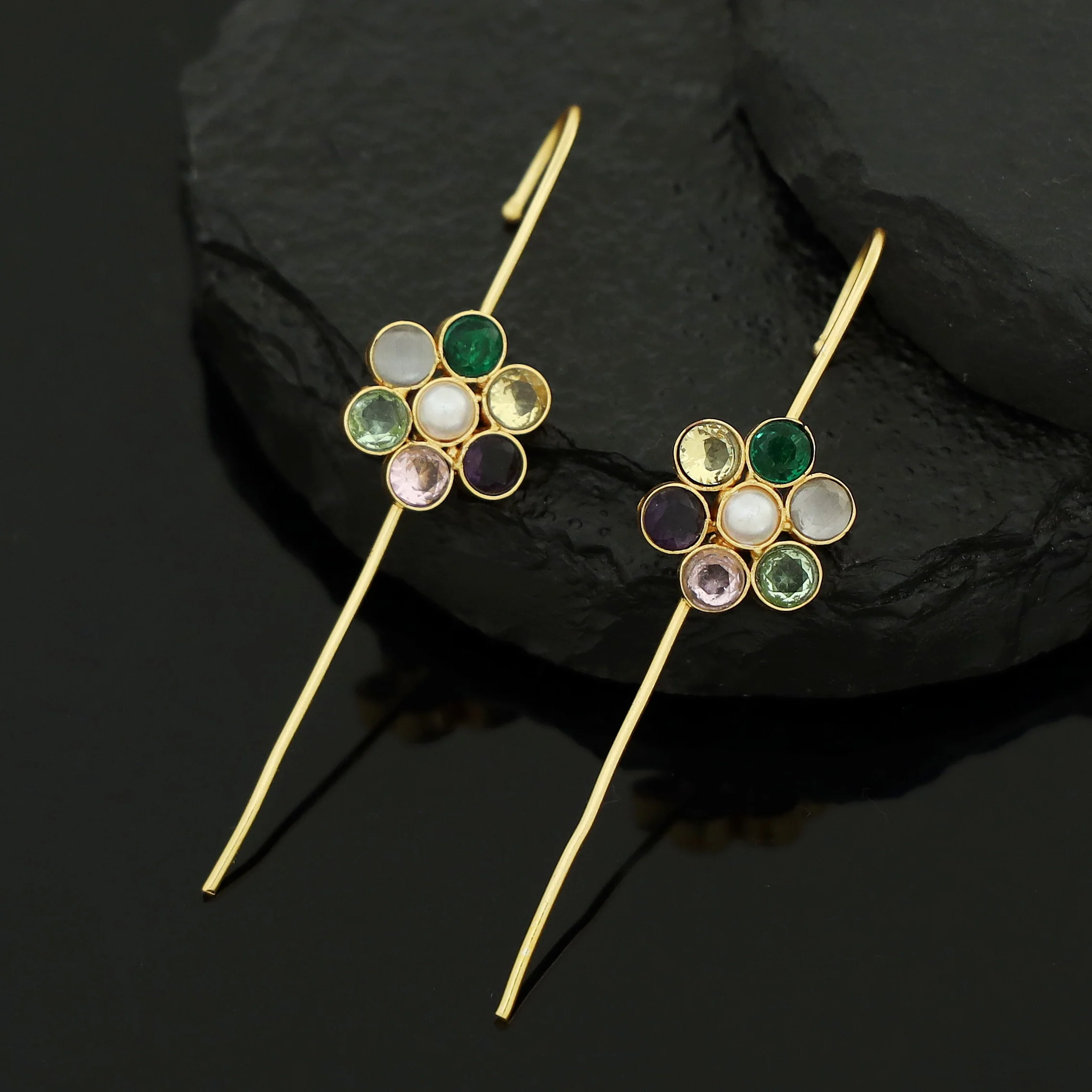 Meeta Glossy Flower Pearl Ear-Cuff (Set Of 2) - Image 7