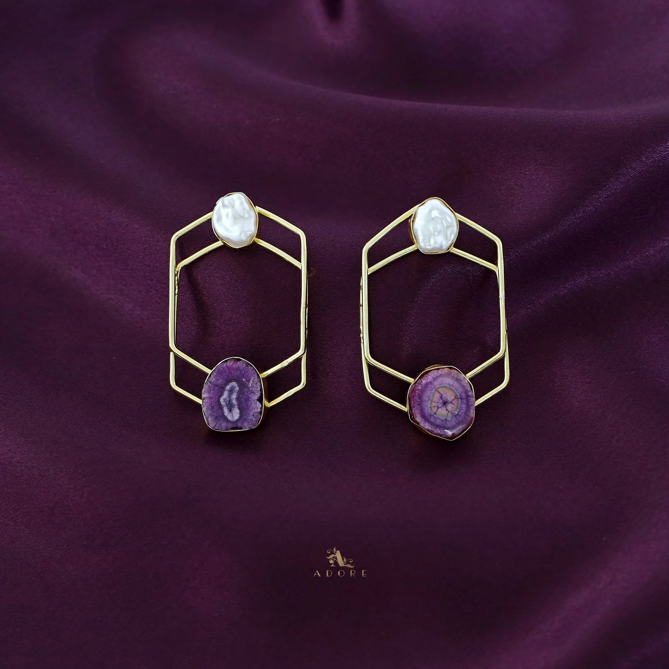Mellanie Golden Baroque + Solar Agate Earring - Image 13