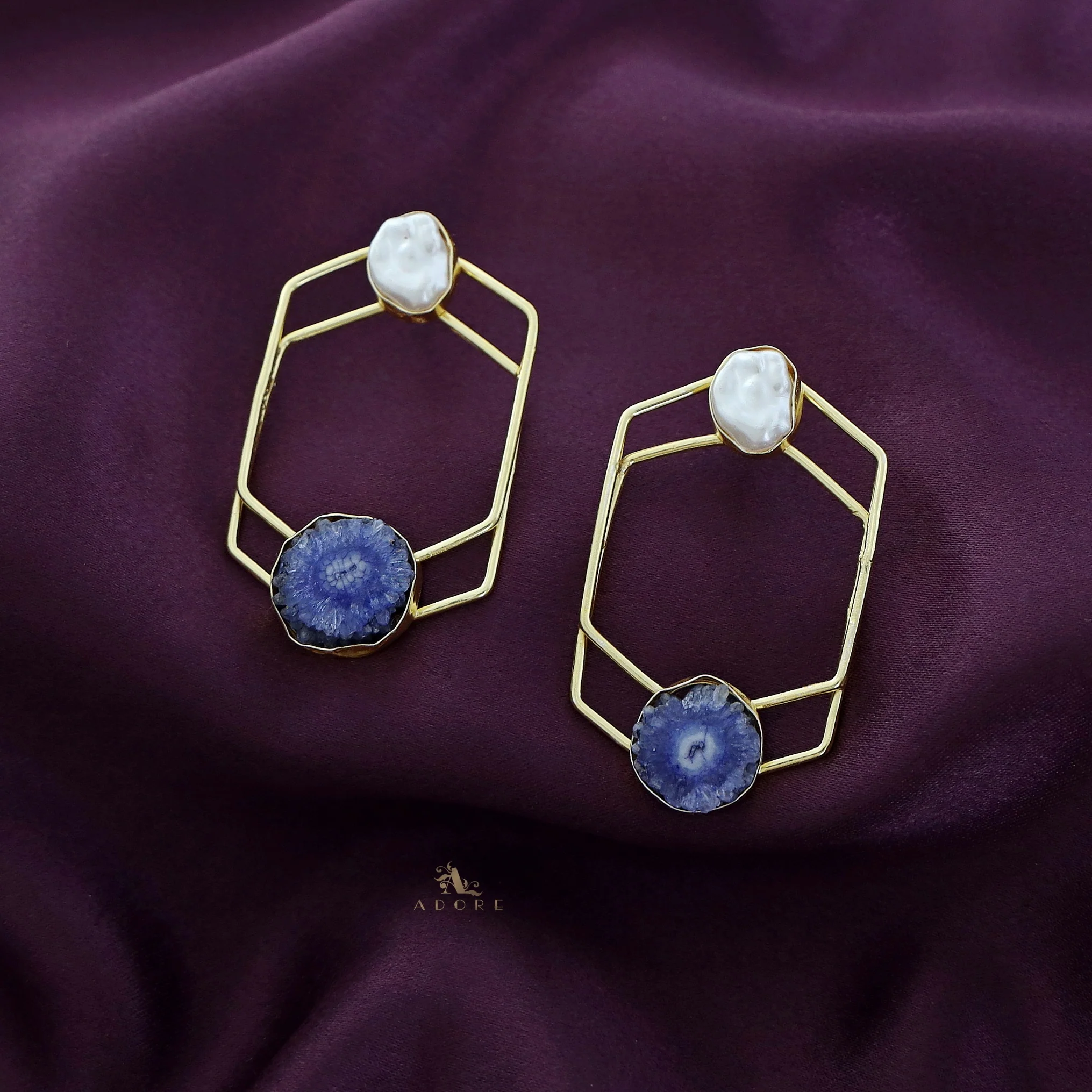 Mellanie Golden Baroque + Solar Agate Earring - Image 2