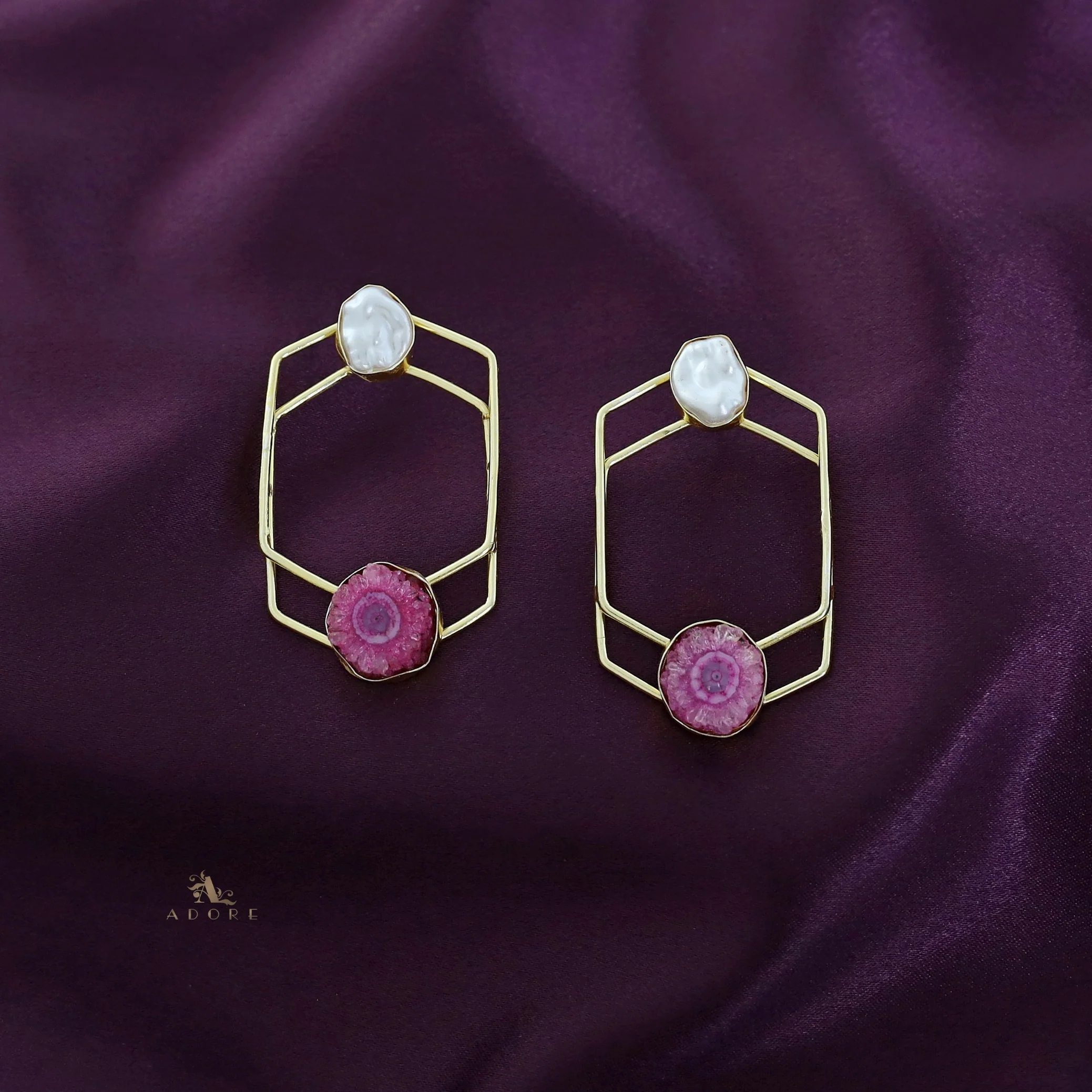 Mellanie Golden Baroque + Solar Agate Earring - Image 3