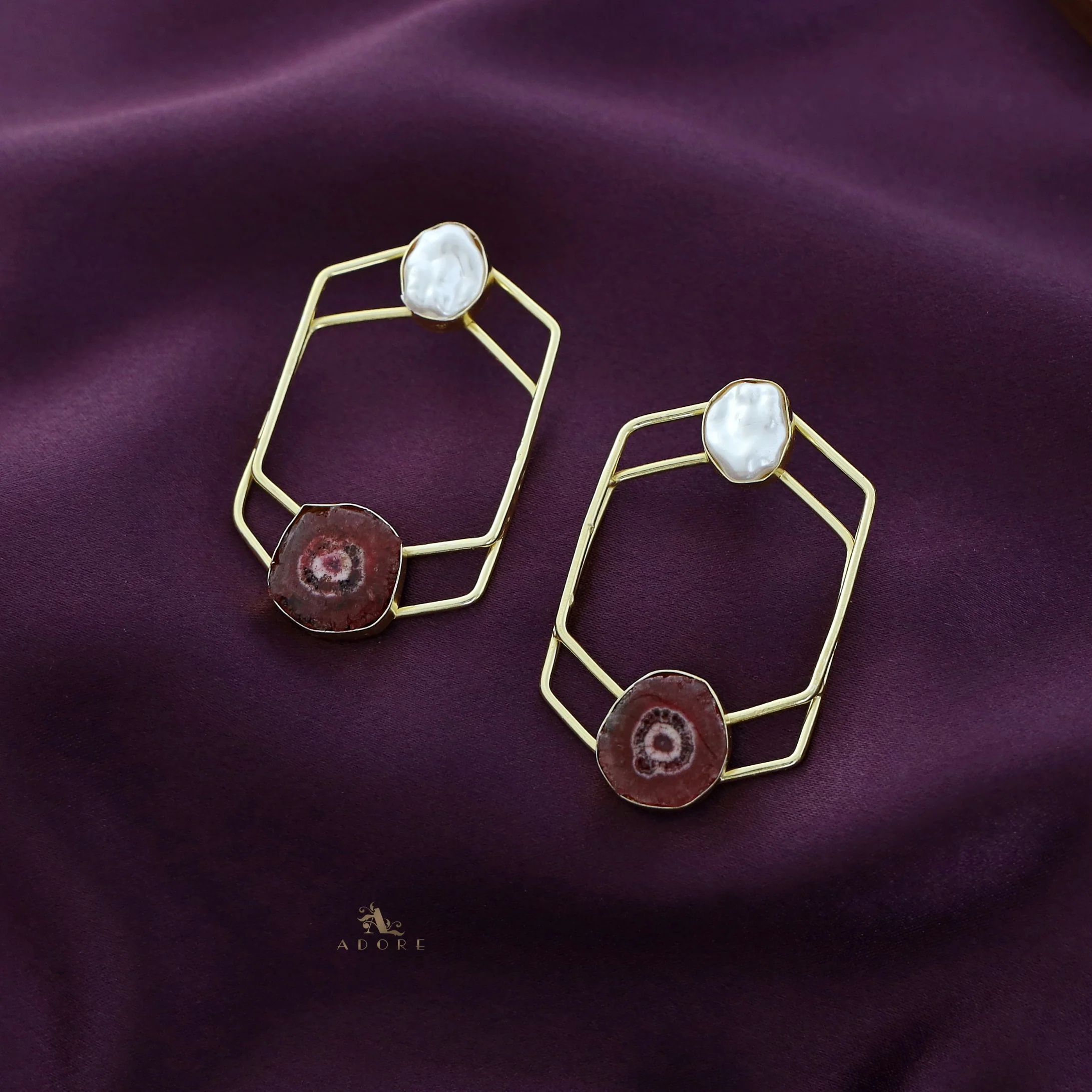 Mellanie Golden Baroque + Solar Agate Earring - Image 4