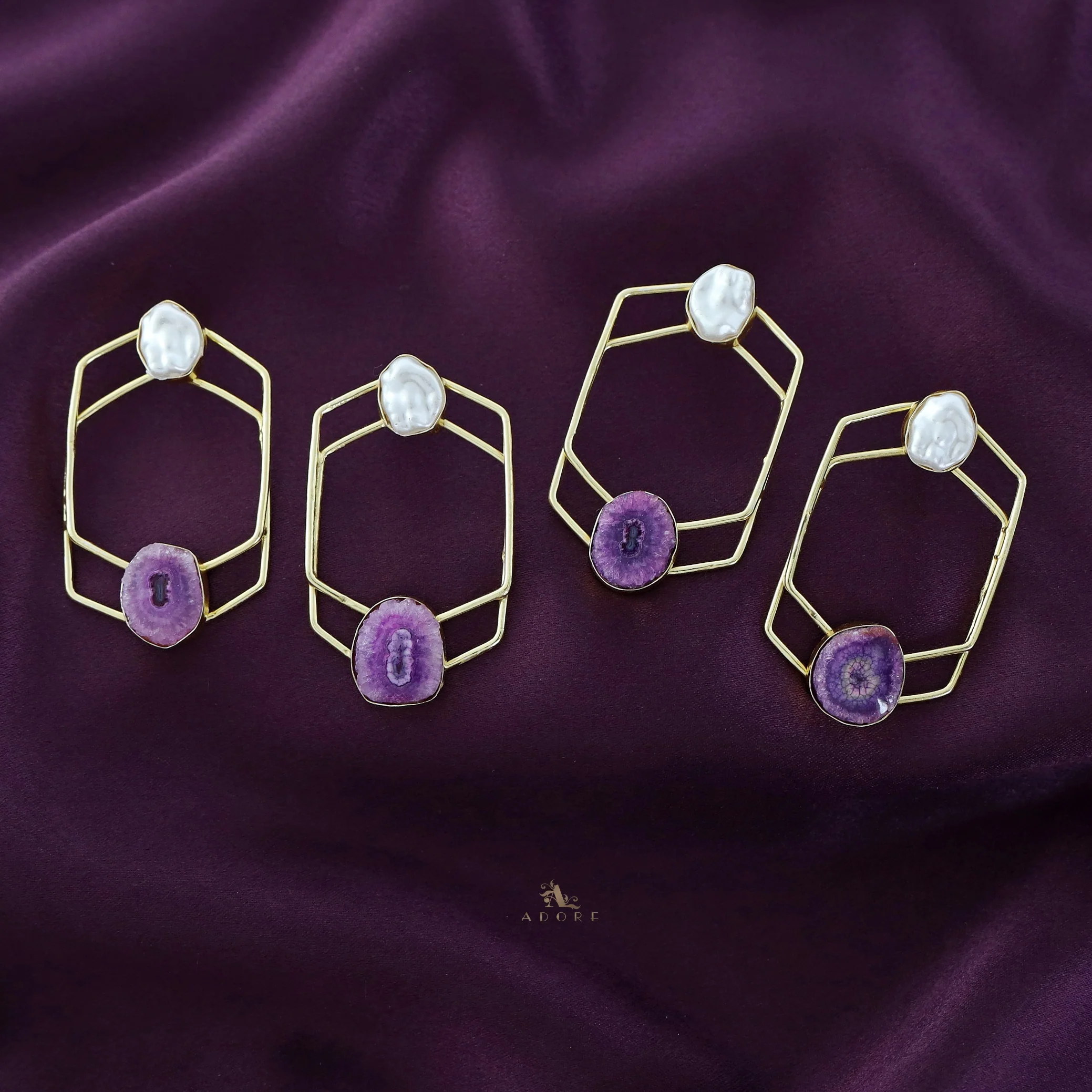 Mellanie Golden Baroque + Solar Agate Earring - Image 5