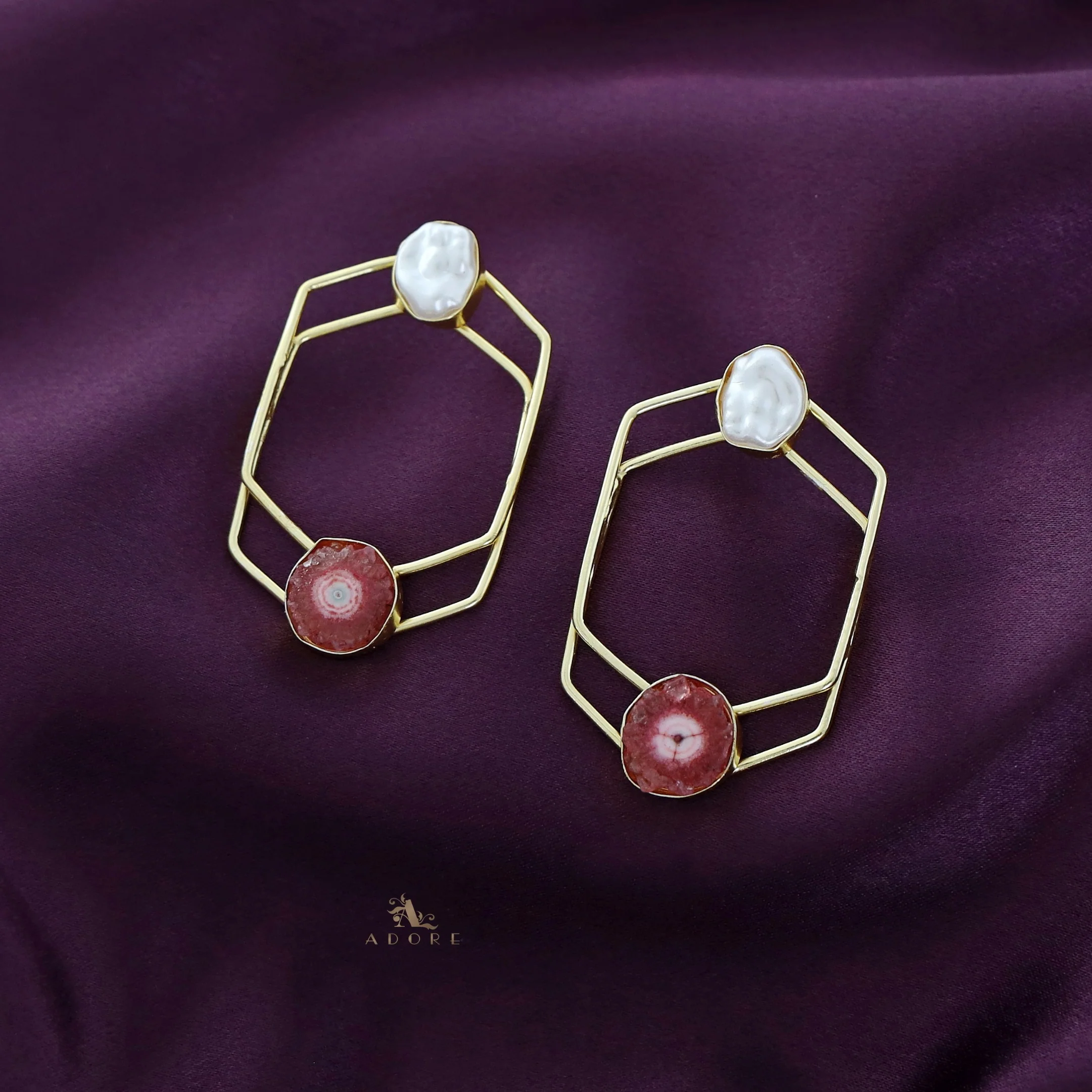 Mellanie Golden Baroque + Solar Agate Earring - Image 6