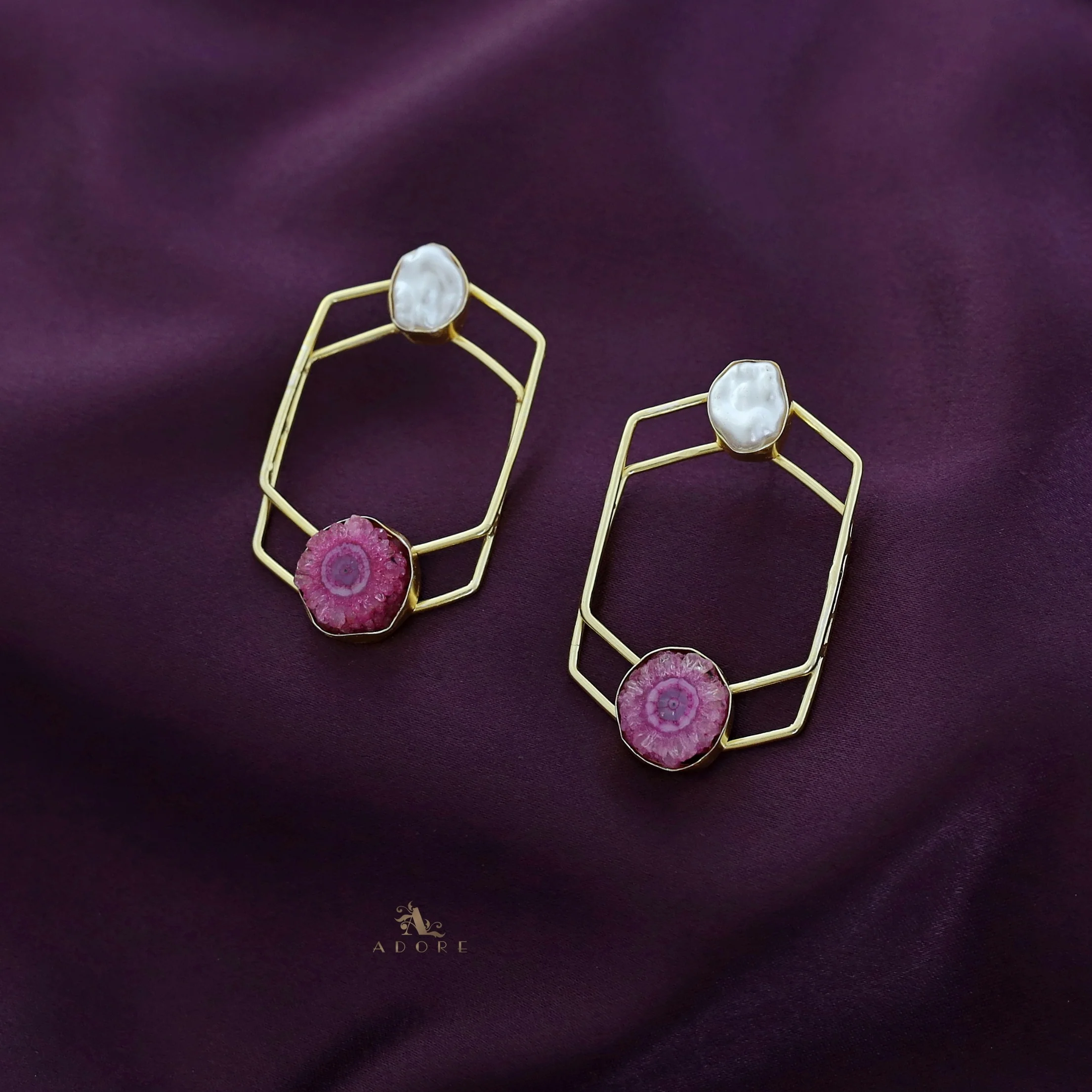 Mellanie Golden Baroque + Solar Agate Earring - Image 7