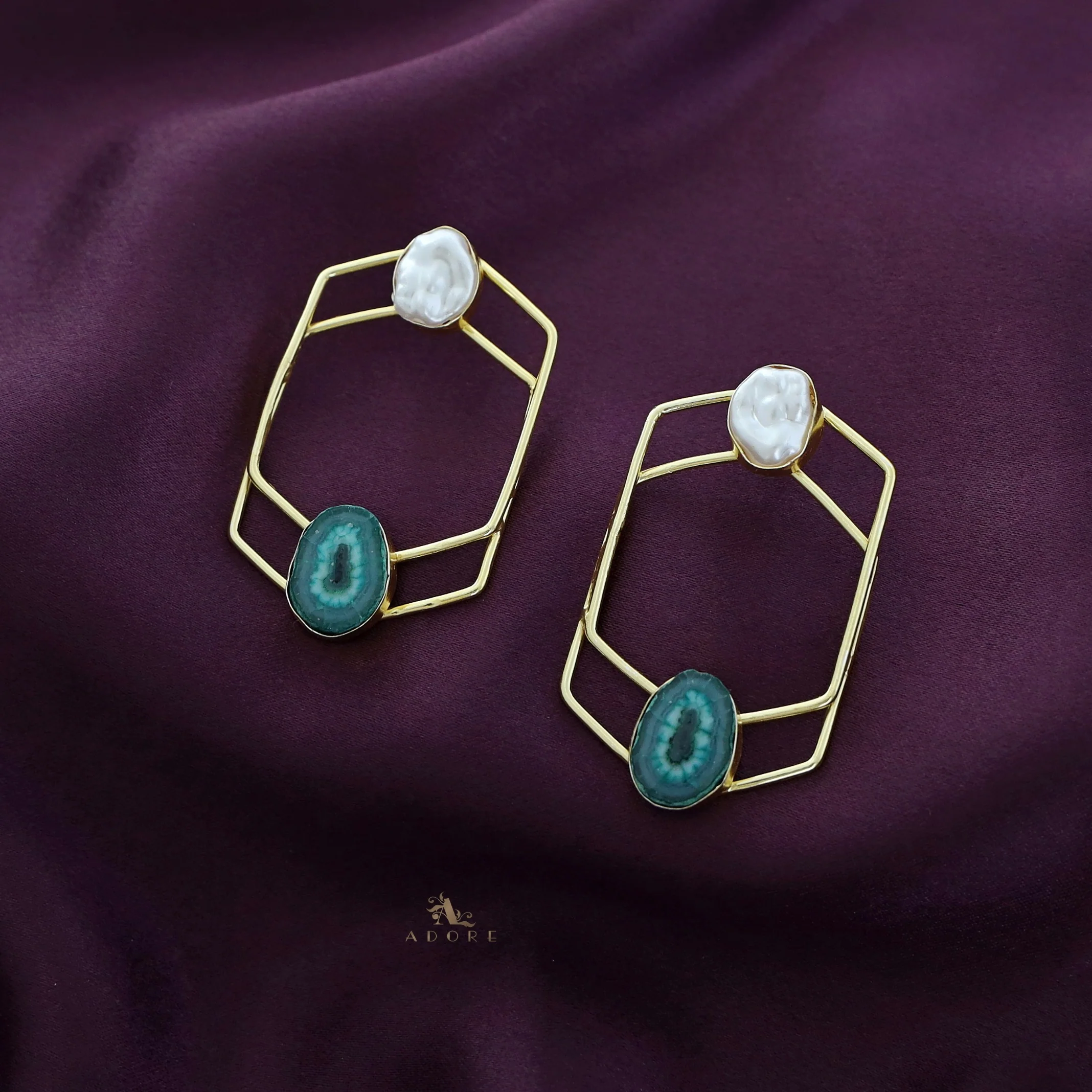 Mellanie Golden Baroque + Solar Agate Earring - Image 8