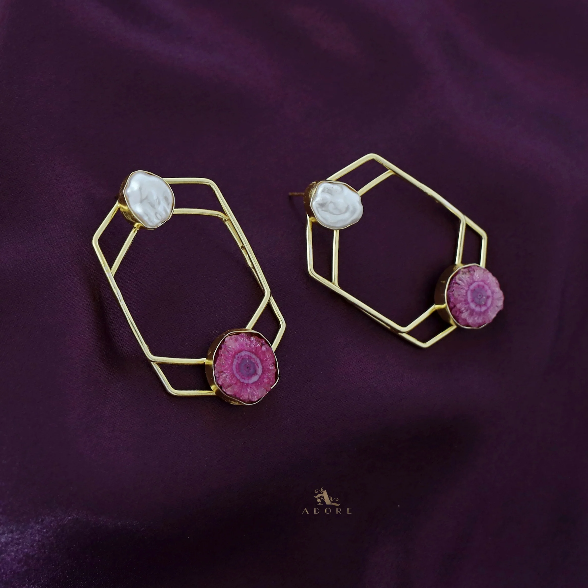 Mellanie Golden Baroque + Solar Agate Earring - Image 9