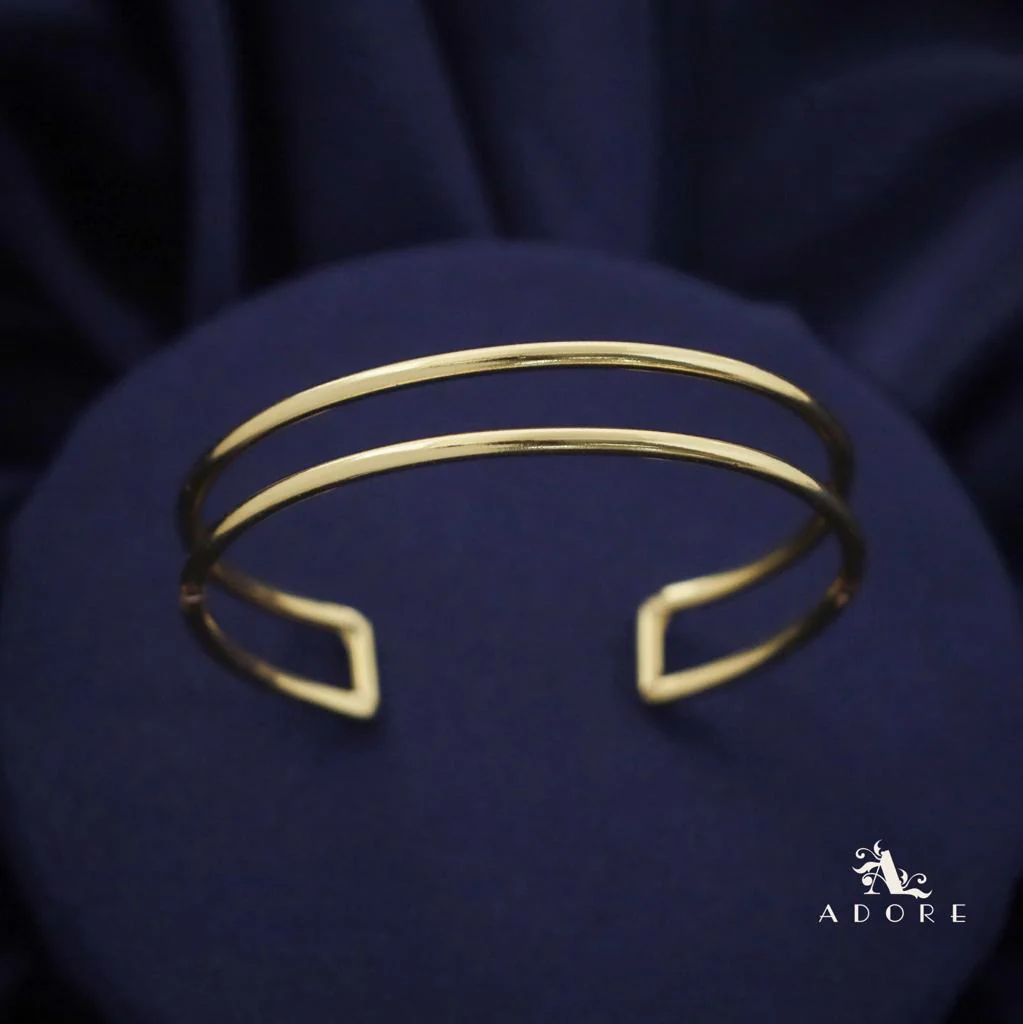 Merin Golden Simple Layered Bangle - Image 12