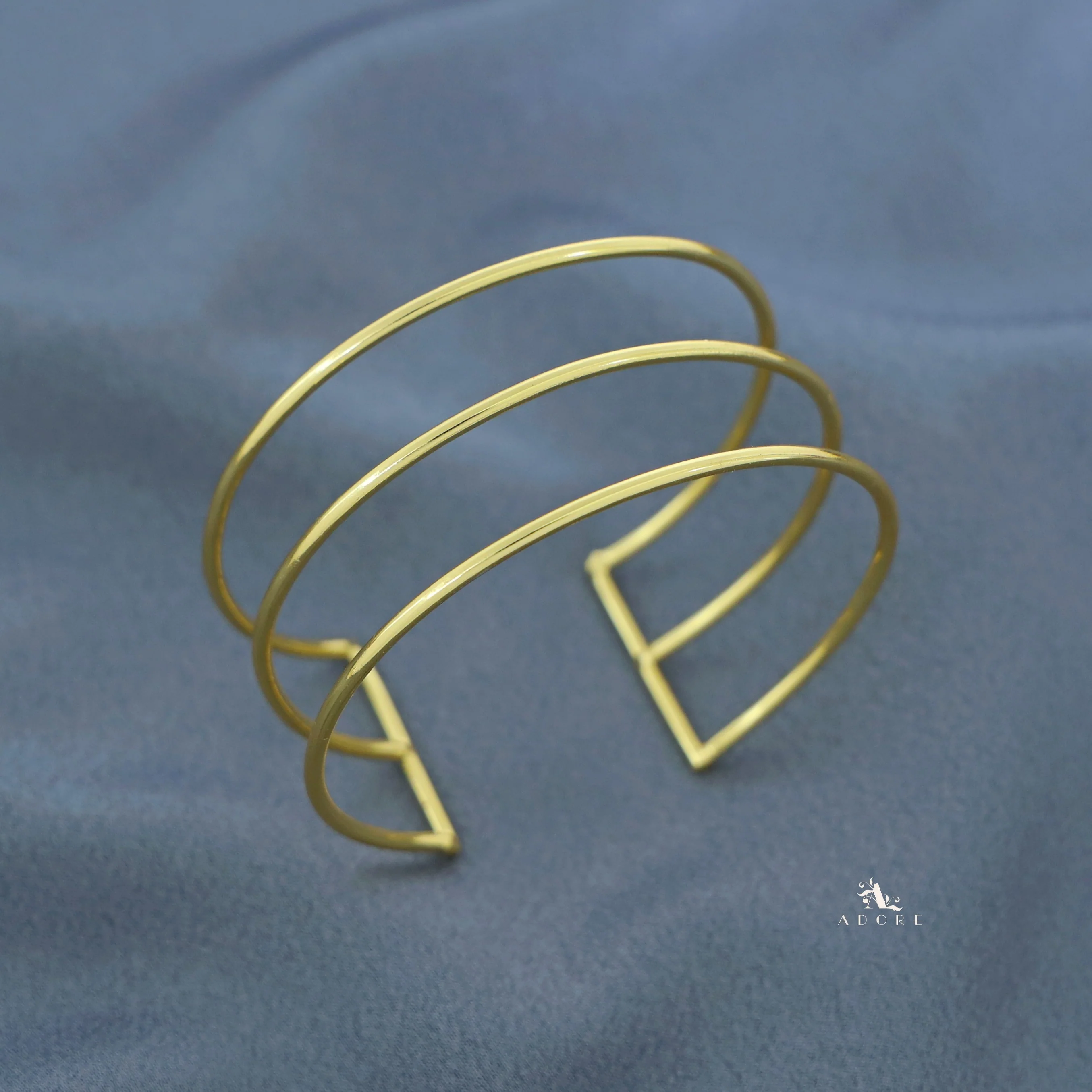 Merin Golden Simple Layered Bangle - Image 8
