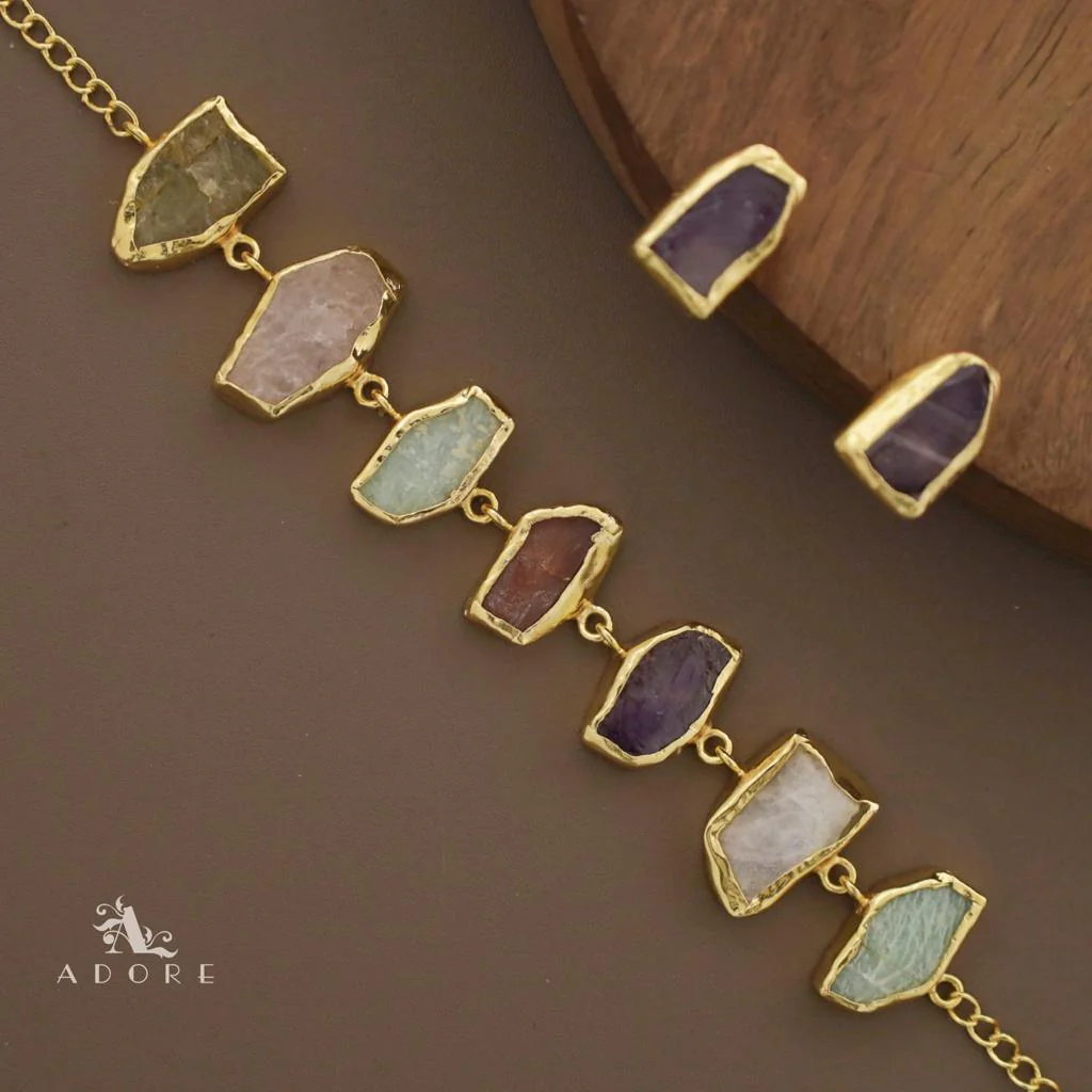 Merlot Raw Stone Multicolour Choker With Stud - Image 10