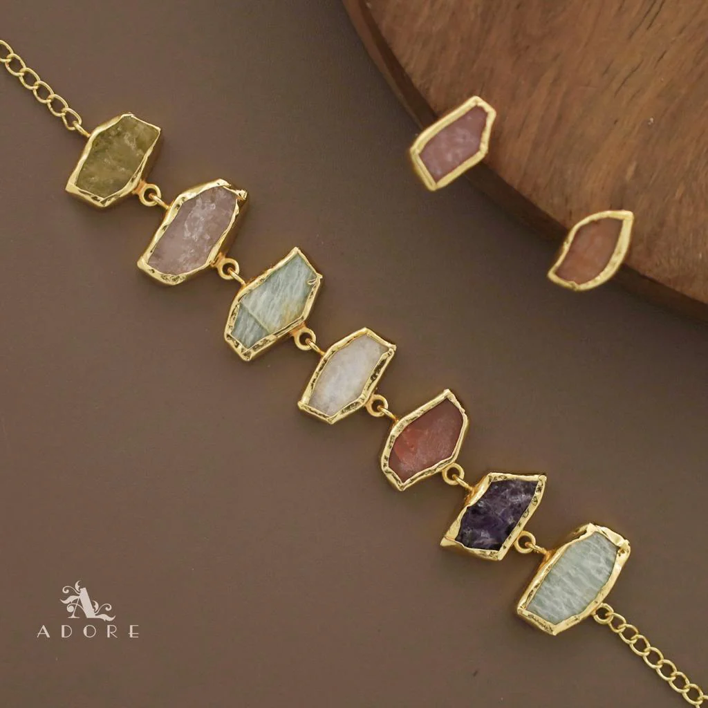 Merlot Raw Stone Multicolour Choker With Stud - Image 11