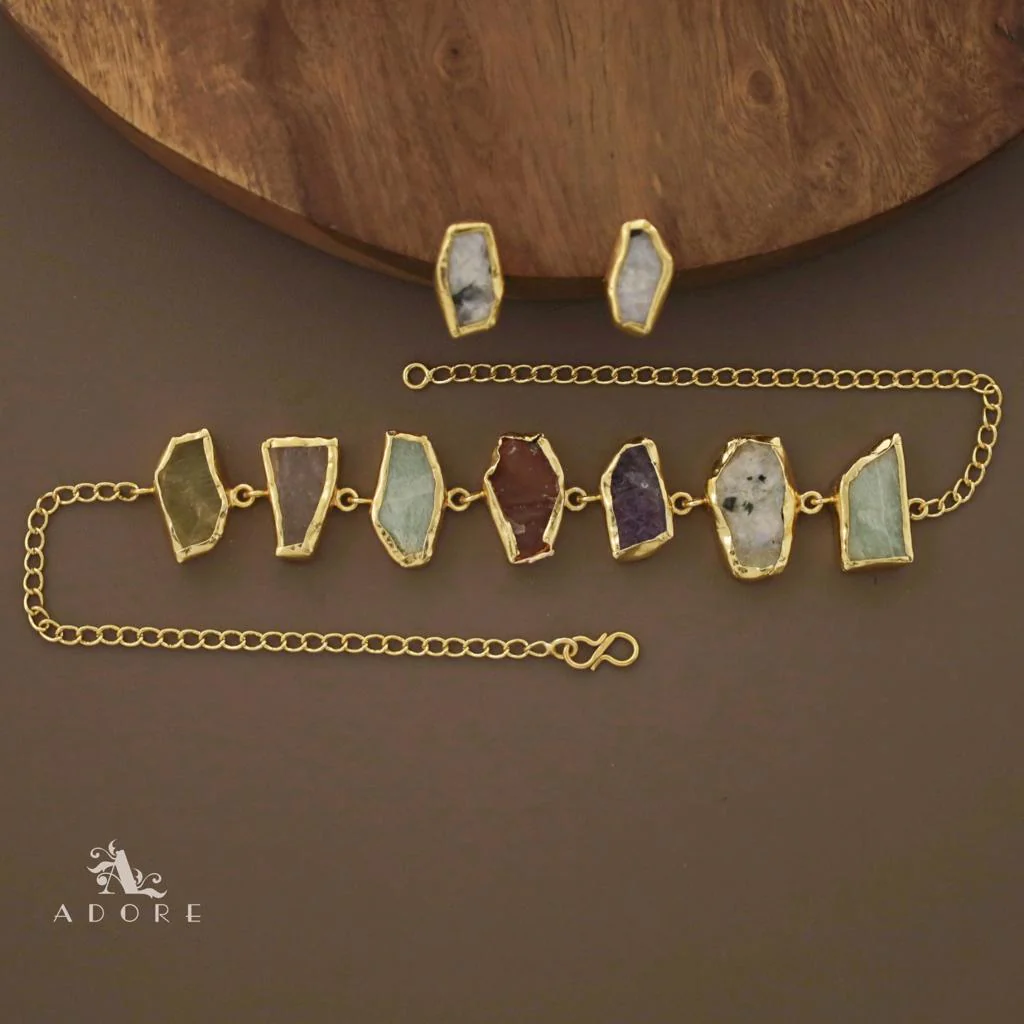 Merlot Raw Stone Multicolour Choker With Stud - Image 12
