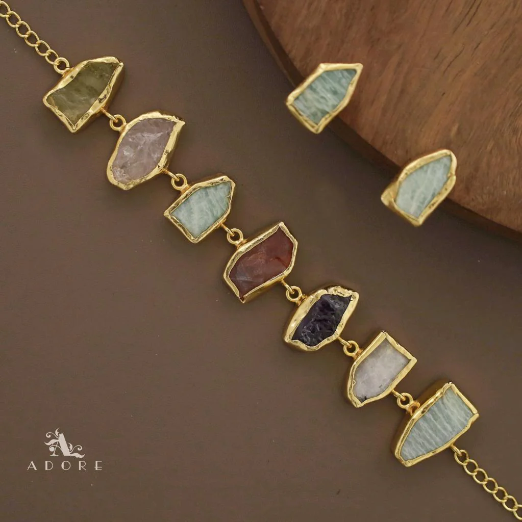 Merlot Raw Stone Multicolour Choker With Stud - Image 5