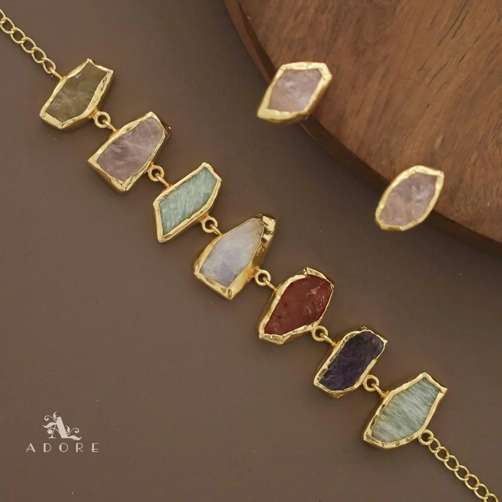 Merlot Raw Stone Multicolour Choker With Stud - Image 6