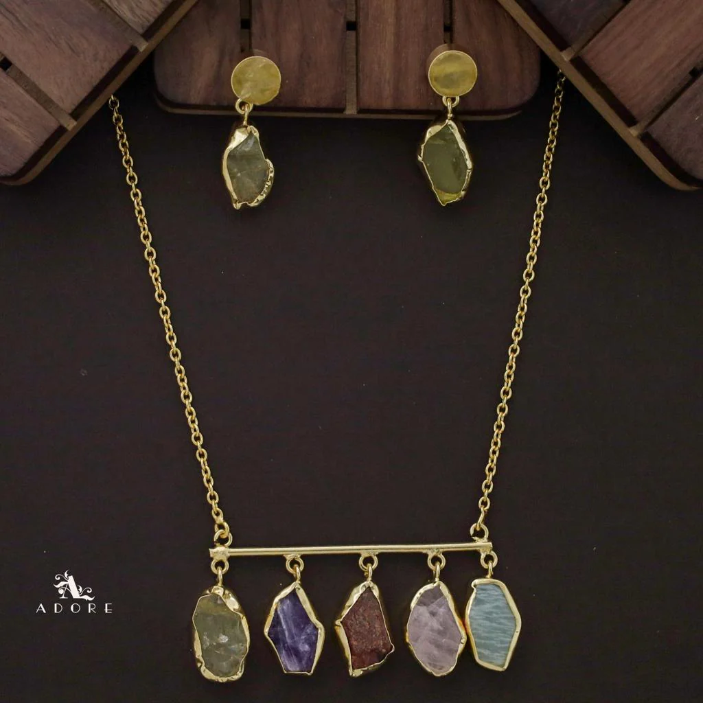 Meteorite Raw Stone Neckpiece with Earrings - Image 11