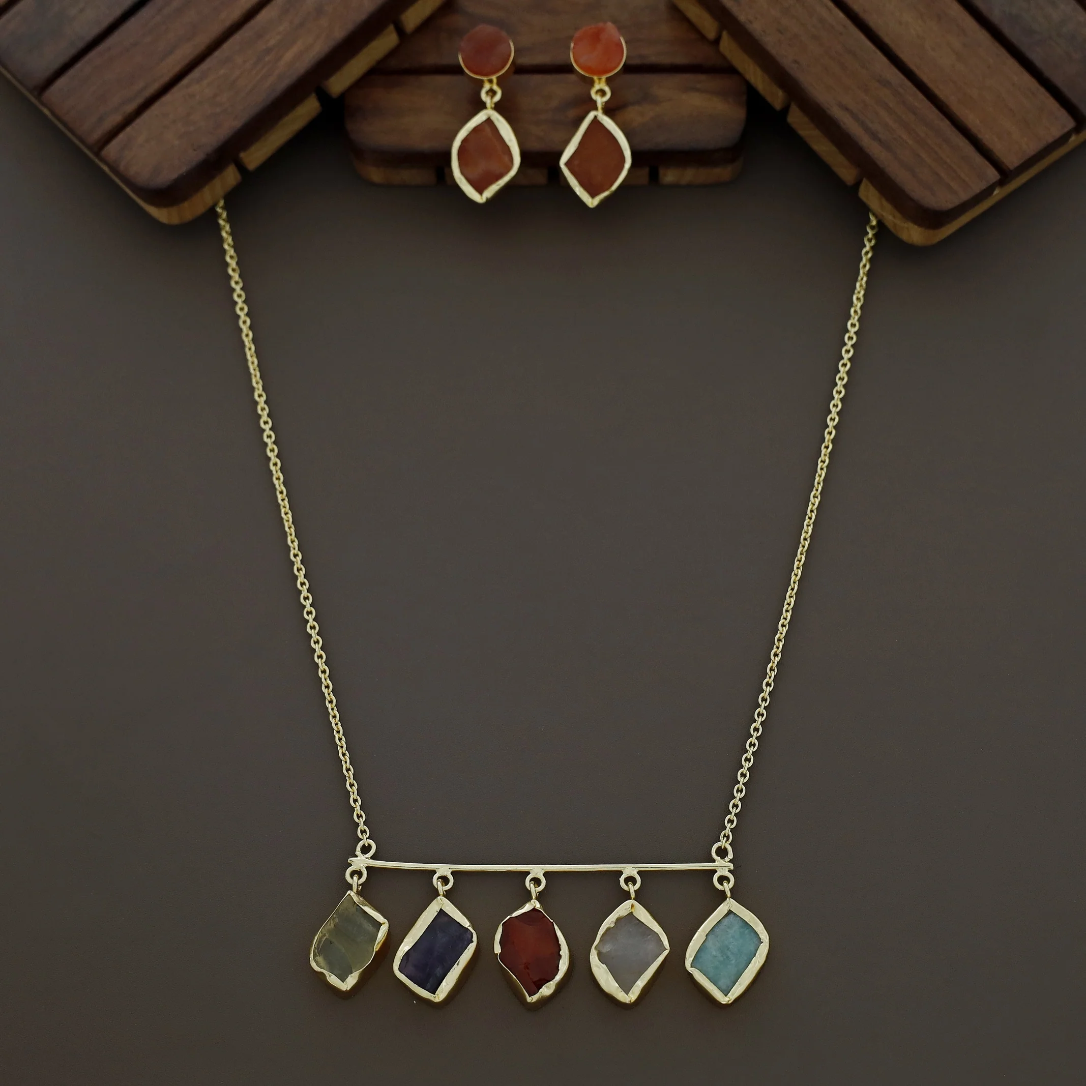 Meteorite Raw Stone Neckpiece with Earrings - Image 8