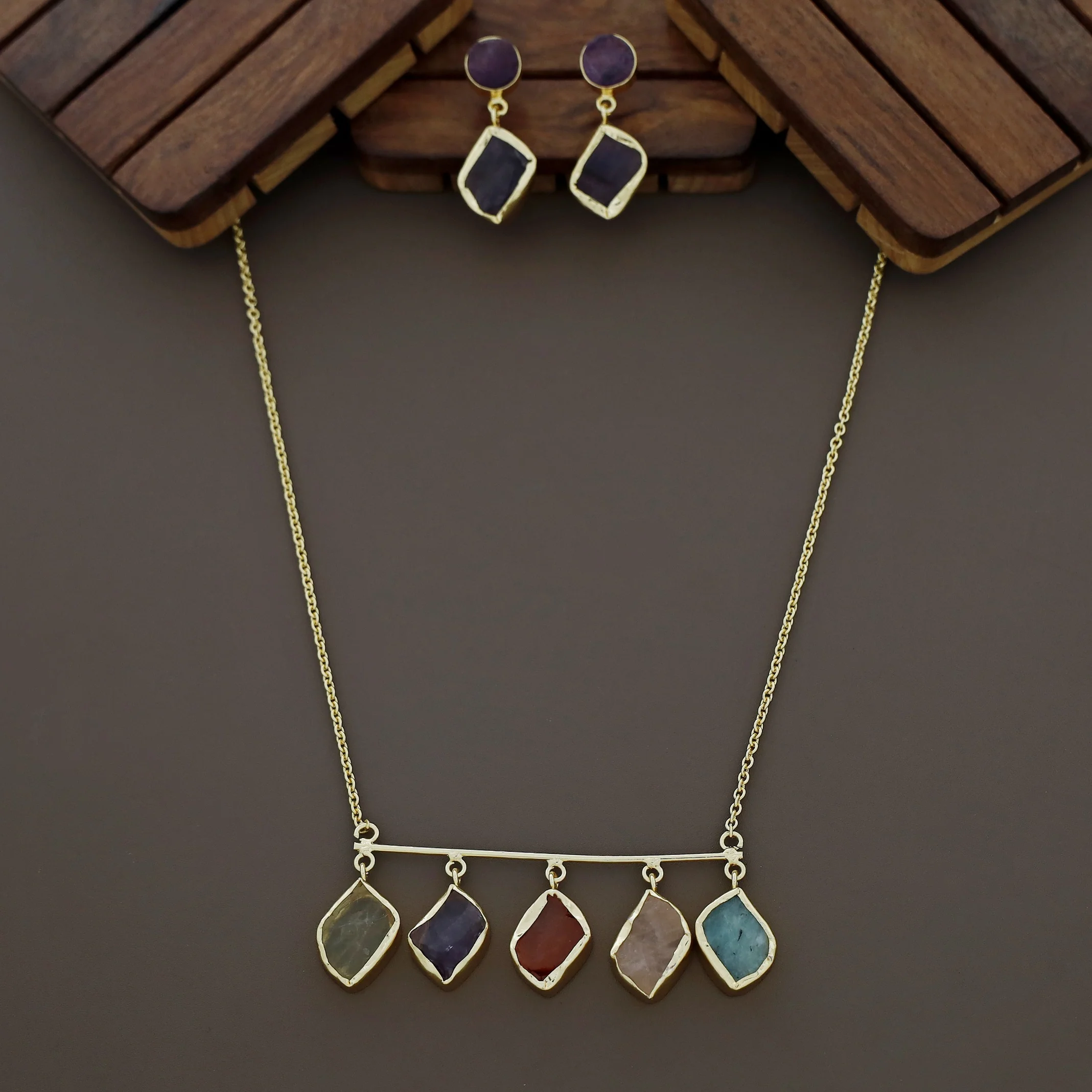 Meteorite Raw Stone Neckpiece with Earrings - Image 9