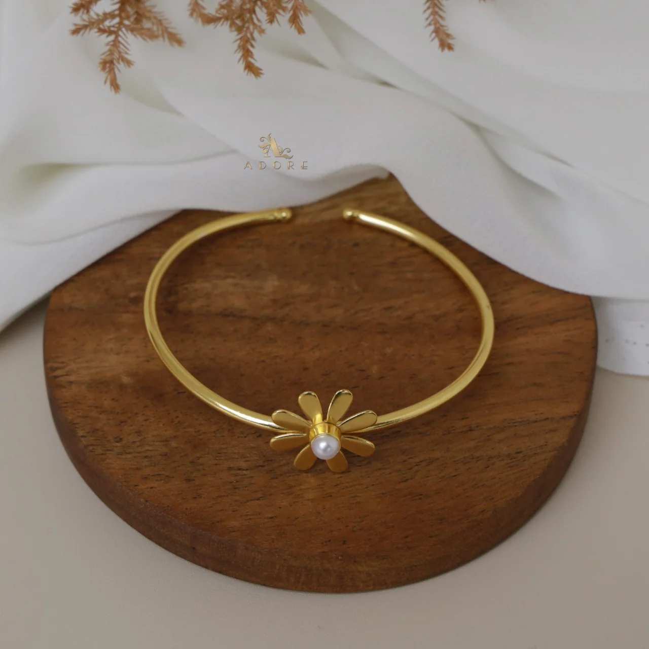 Midhila Flower Pearl Bangle - Image 2