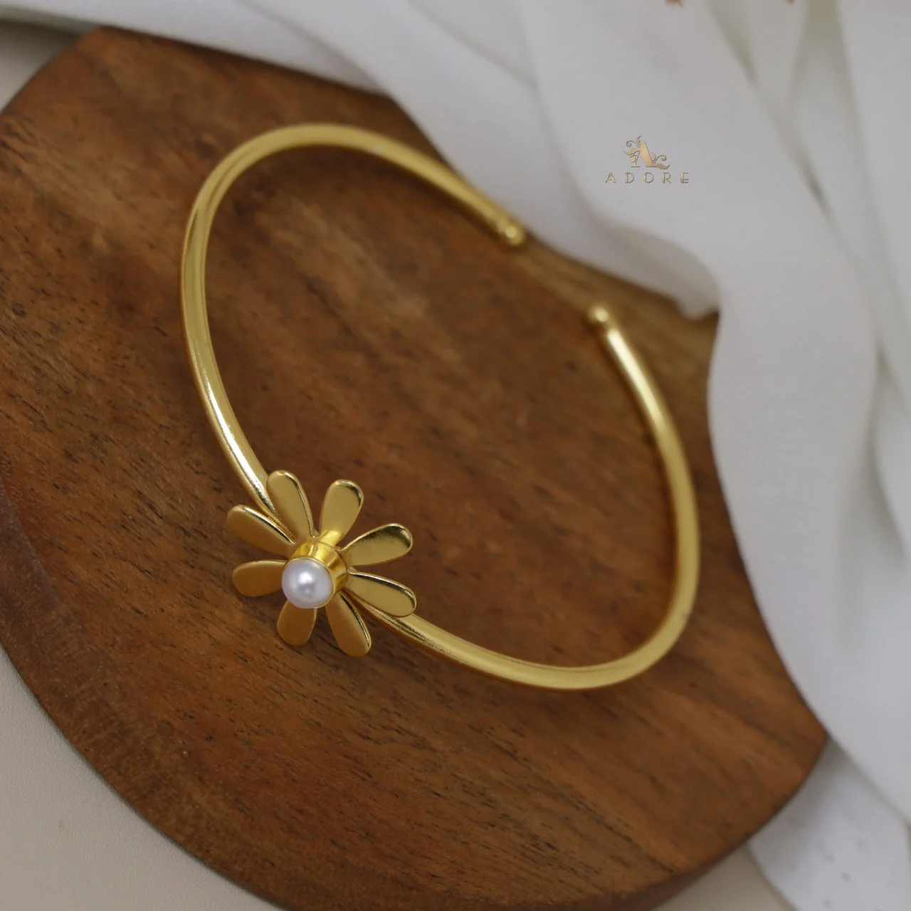 Midhila Flower Pearl Bangle - Image 3