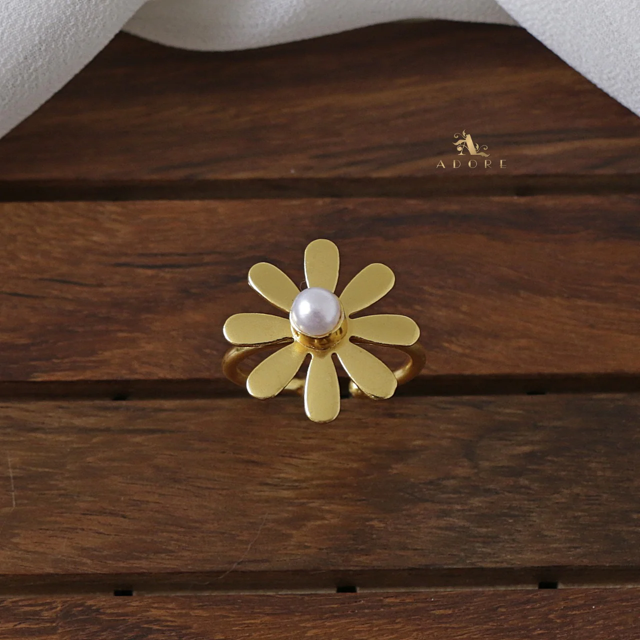 Midhila Flower Pearl Ring - Image 2