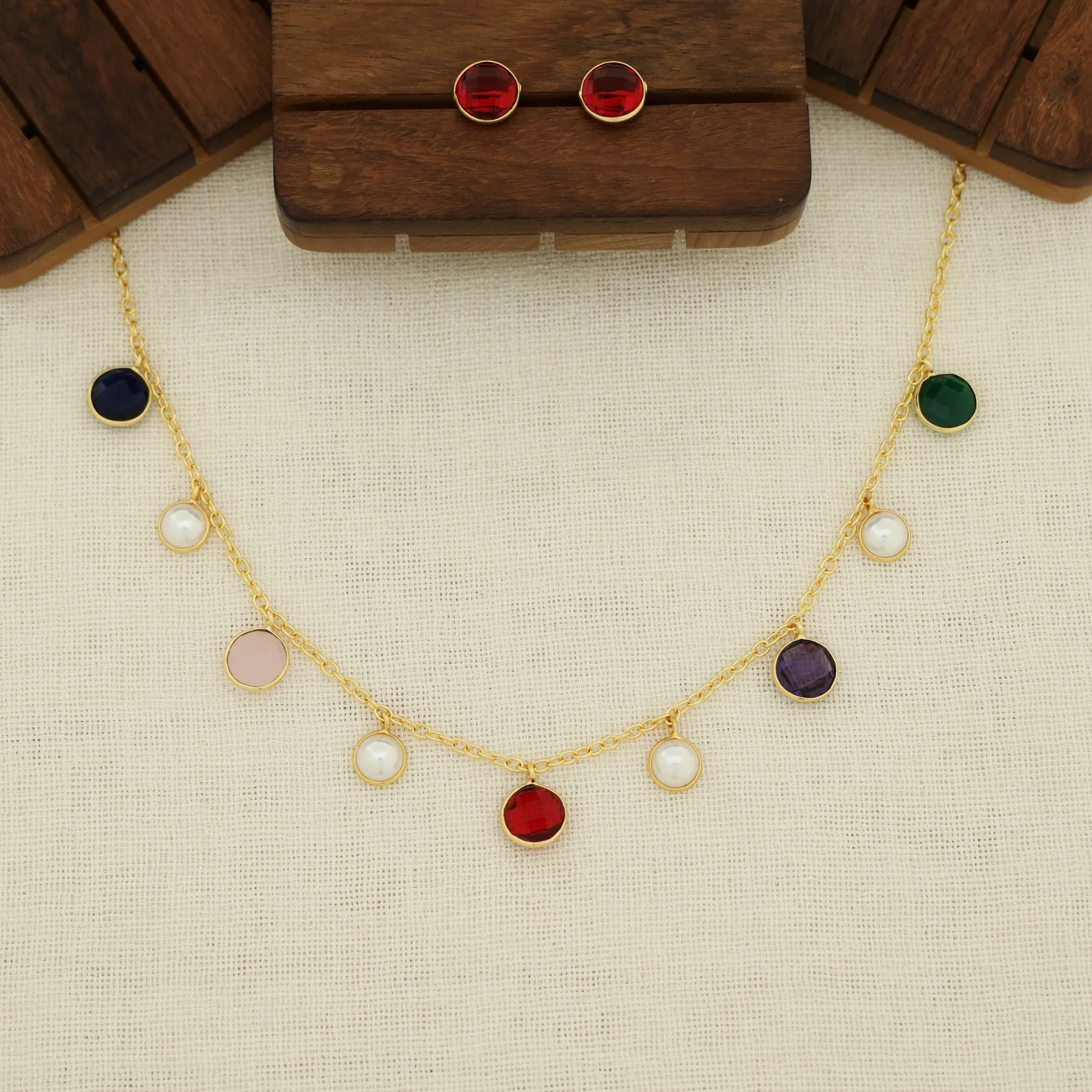 Mihaara Pearl Neckpiece With Stud (Colour Option) - Image 13