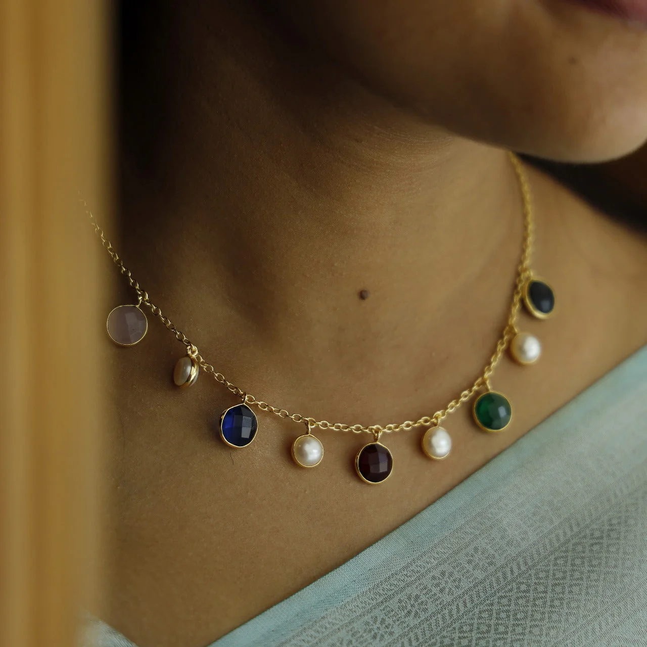 Mihaara Pearl Neckpiece With Stud (Colour Option) - Image 2