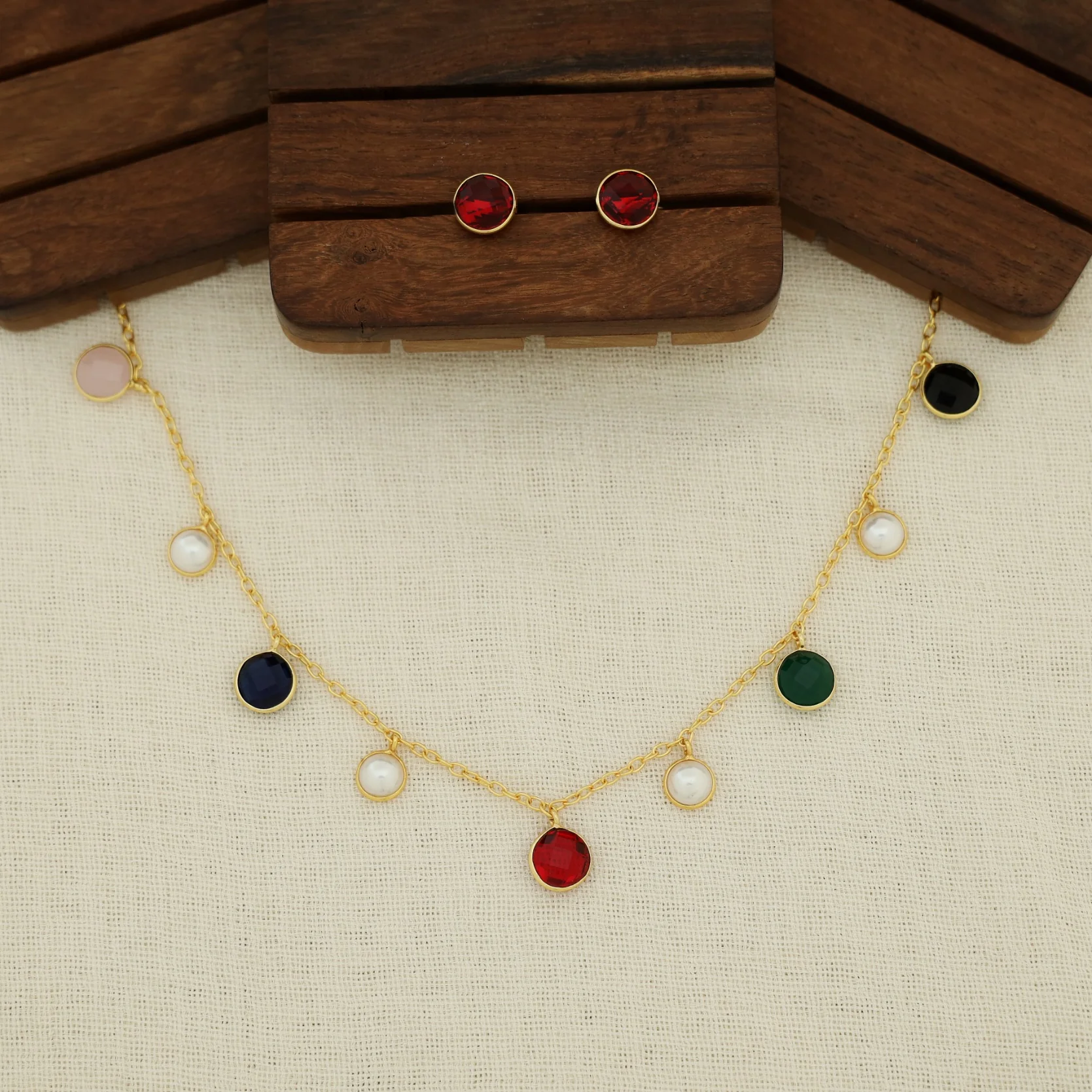 Mihaara Pearl Neckpiece With Stud (Colour Option) - Image 4