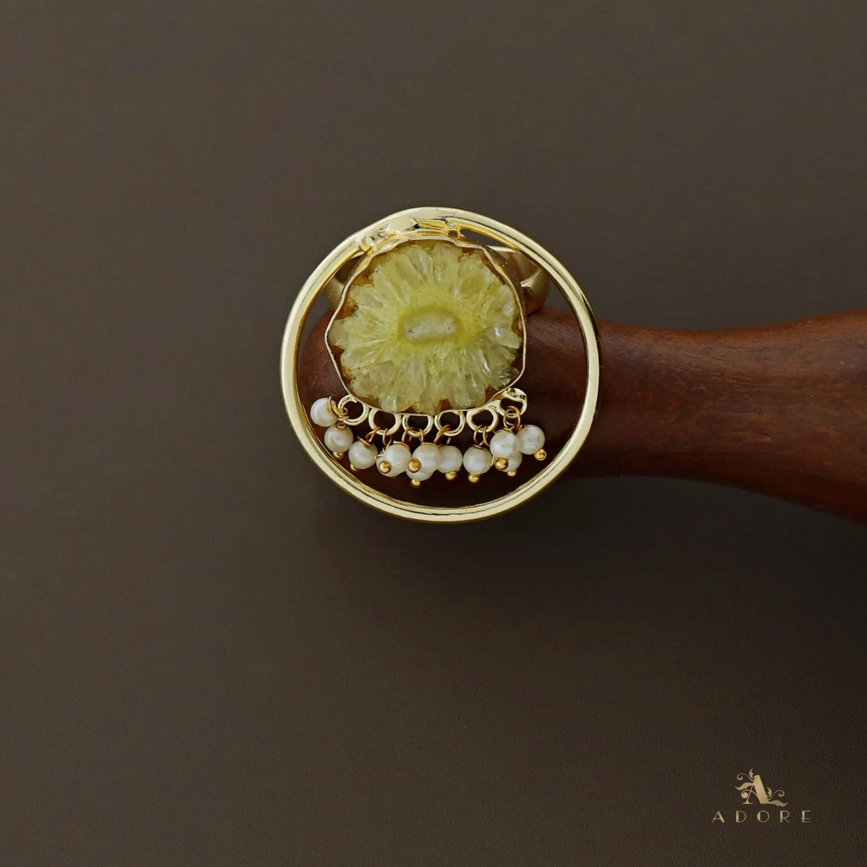 Mihika Round Agate with Pearl Ring - Image 22