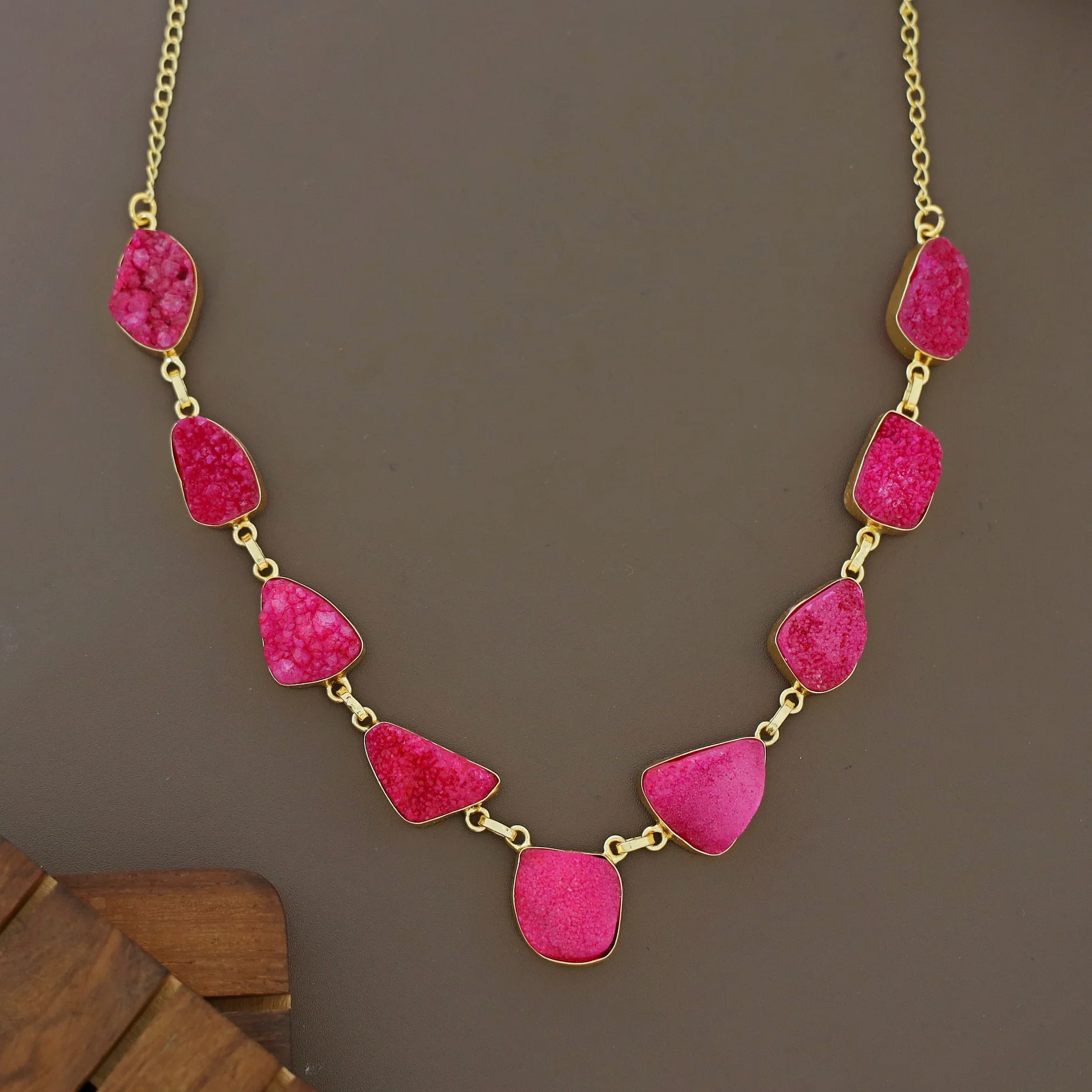Nishka Golden Druzy Stone Neckpiece - Image 2