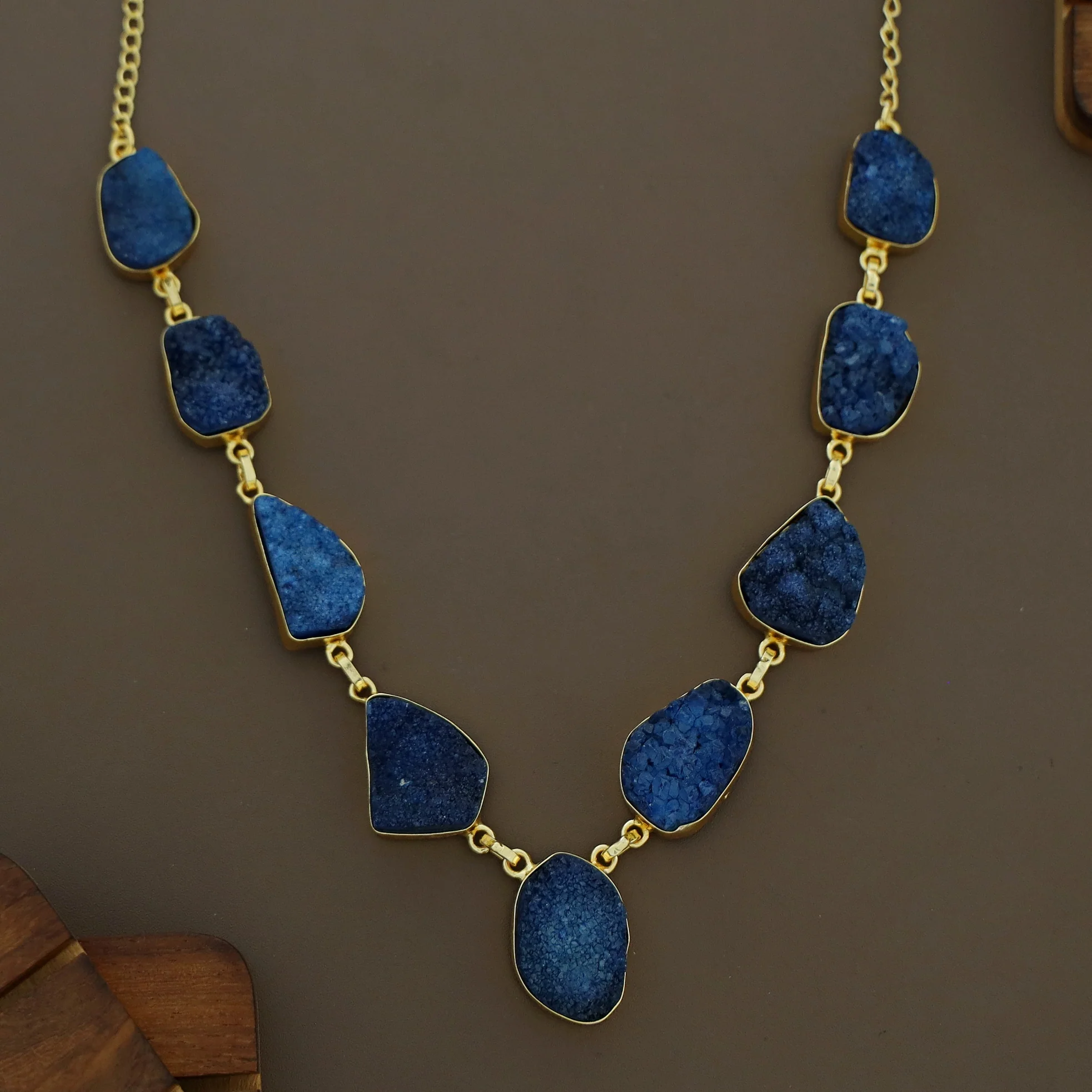 Nishka Golden Druzy Stone Neckpiece - Image 6