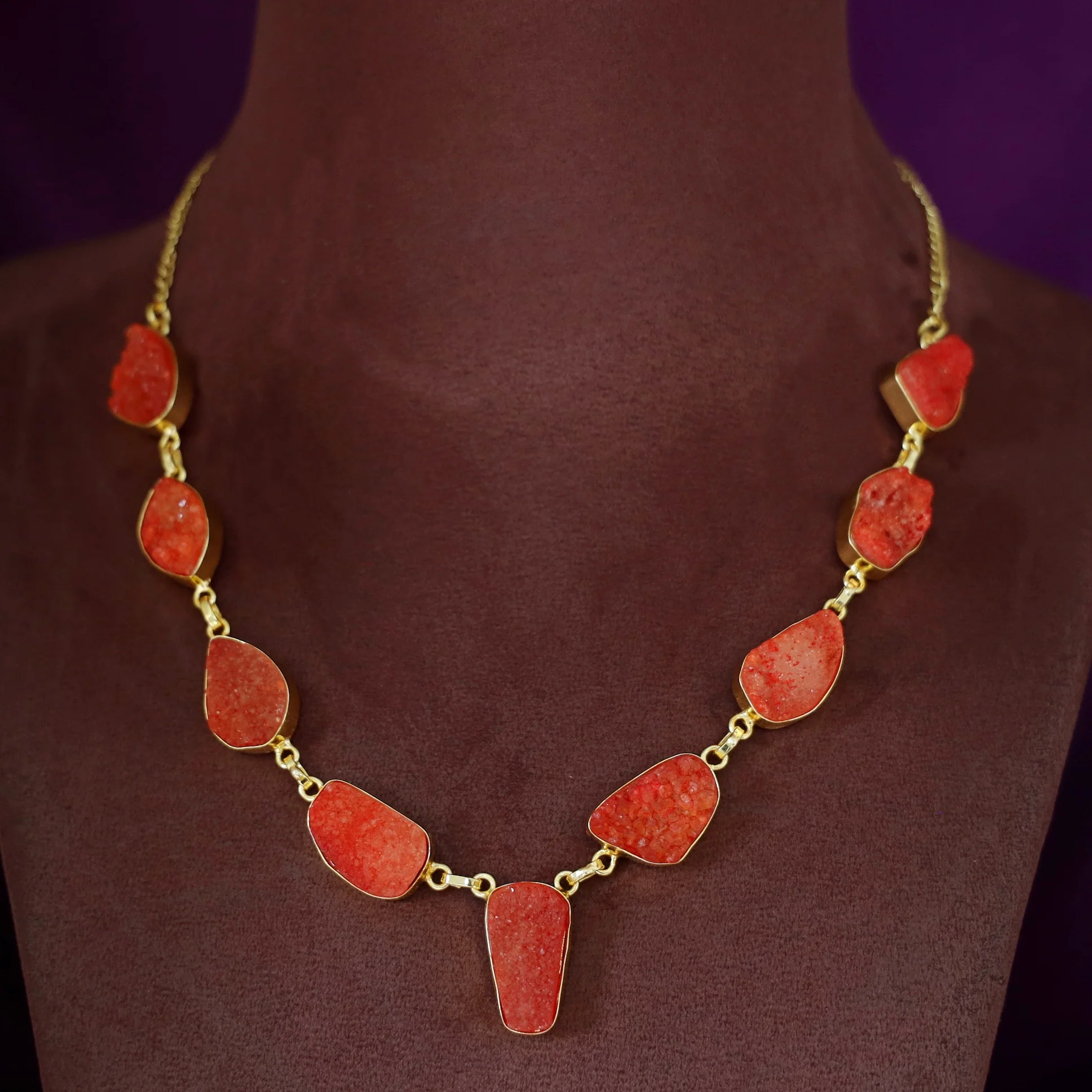 Nishka Golden Druzy Stone Neckpiece - Image 8
