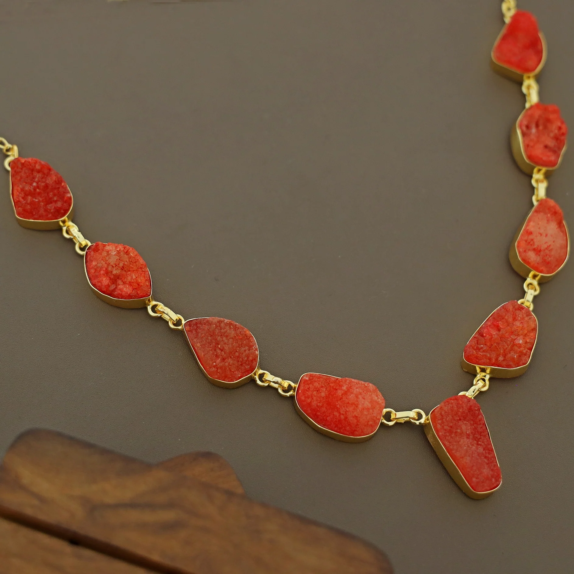Nishka Golden Druzy Stone Neckpiece - Image 9
