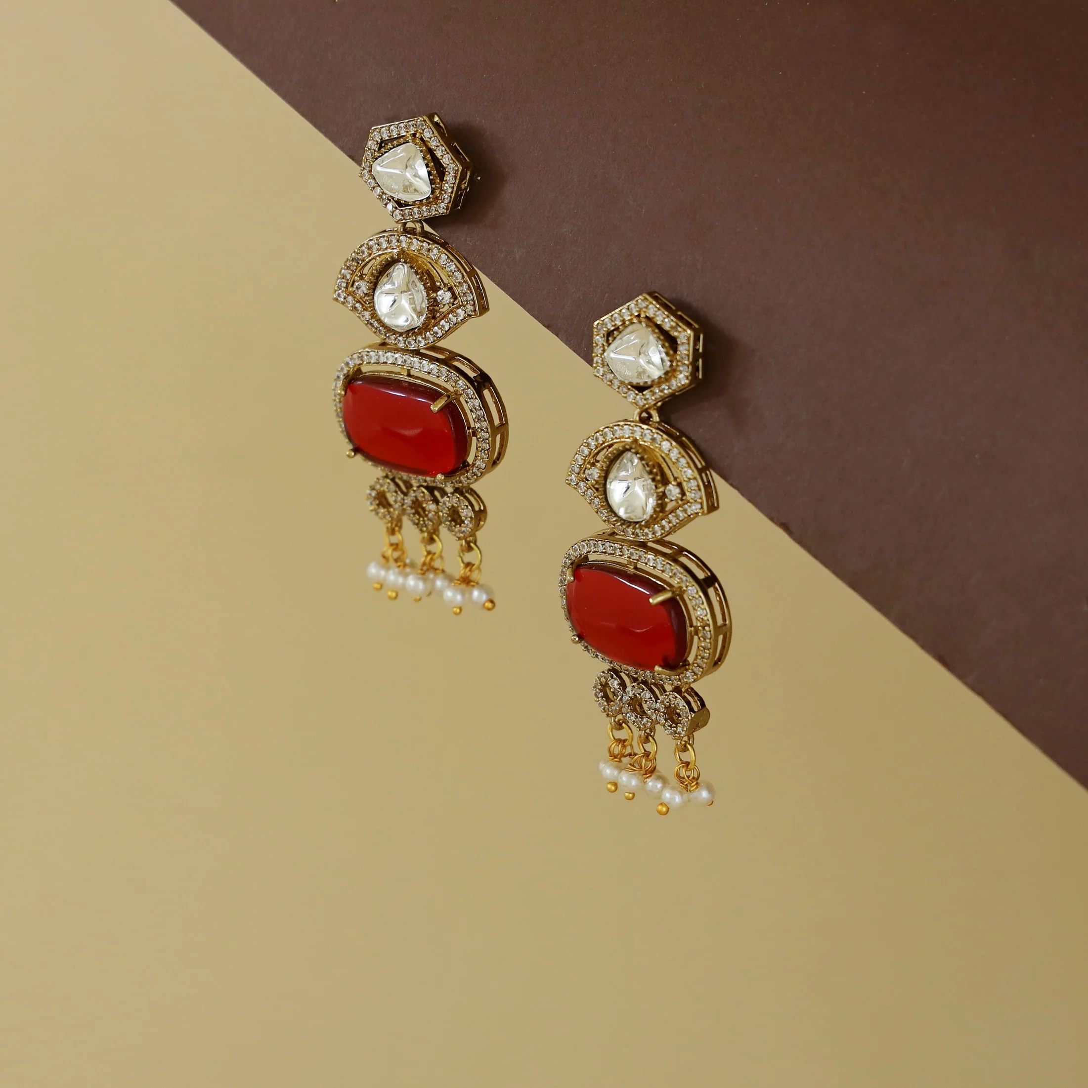 Milla Kundan AD Stone Pearl Earring - Image 6