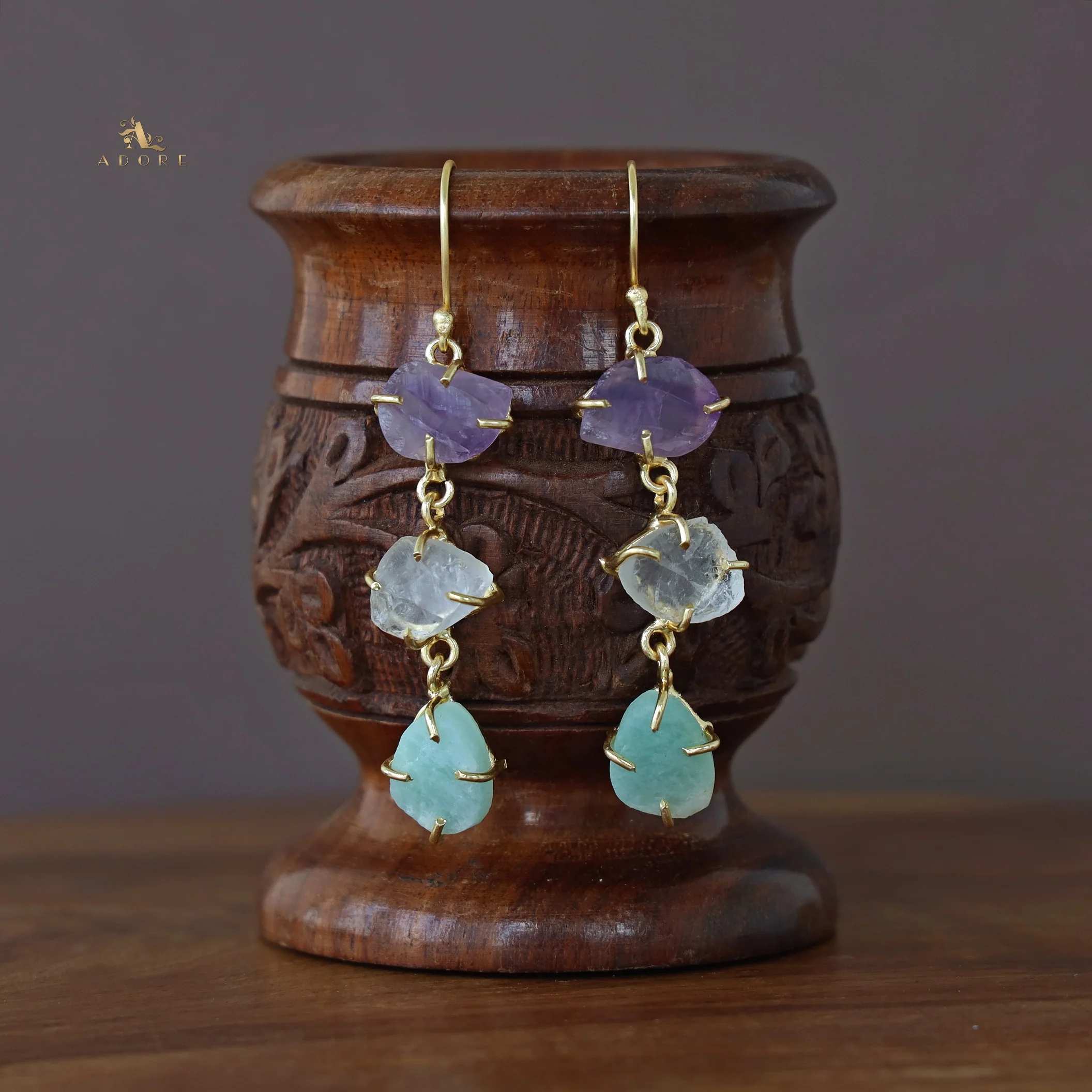 Minerva Raw Stone Ear Drops (Premium) - Image 2
