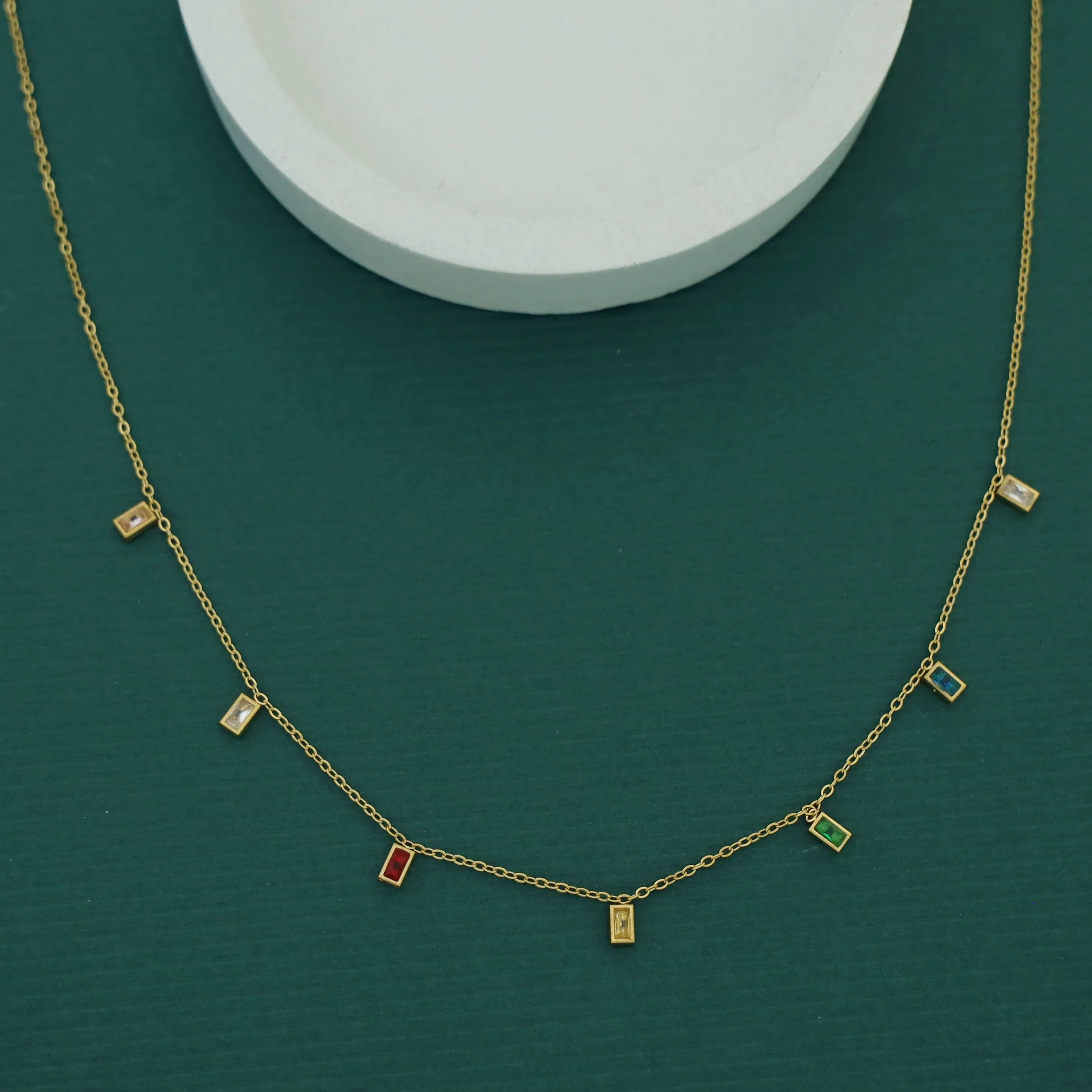 Mini Rectangle 7 Glossy Stone Neckpiece - Image 3